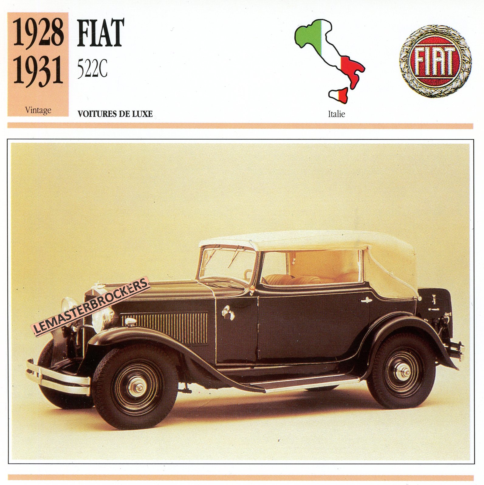 FIAT-522C-1928-1931-FICHE-AUTO-CARD-CARS-LEMASTERBROCKERS