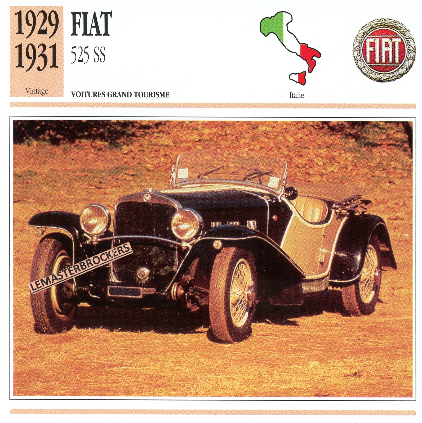 FIAT-525-SS-525SS-FICHE-AUTO-CARD-CARS-LEMASTERBROCKERS