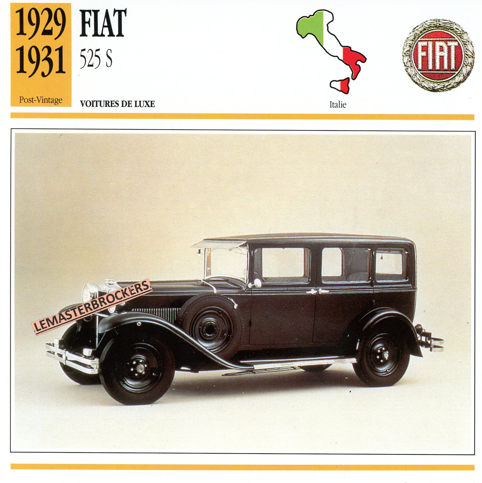 FIAT-525S-525-S-FICHE-AUTO-CARD-CARS-LEMASTERBROCKERS
