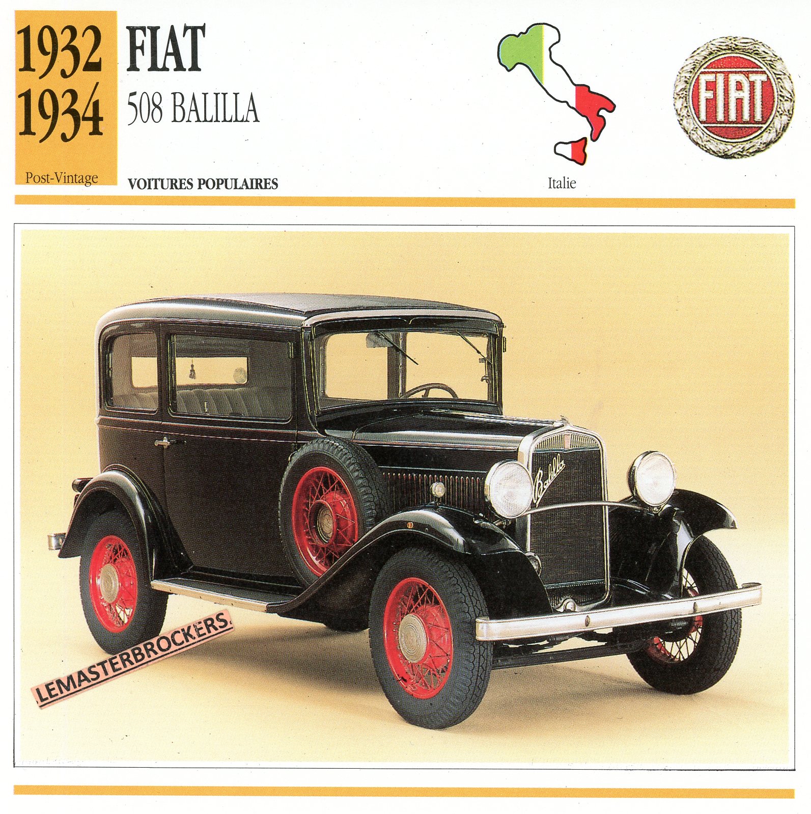 FIAT-508-BABILLA-1932-1934-FICHE-AUTO-CARD-CARS-LEMASTERBROCKERS