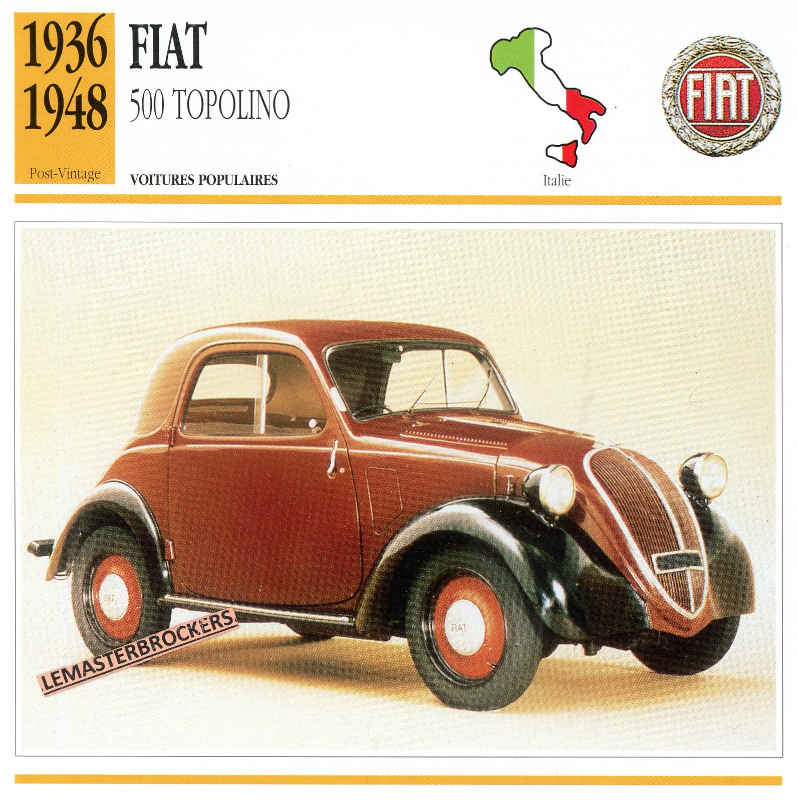 FIAT-500-TOPOLINO-FICHE-AUTO-CARD-CARS-LEMASTERBROCKERS