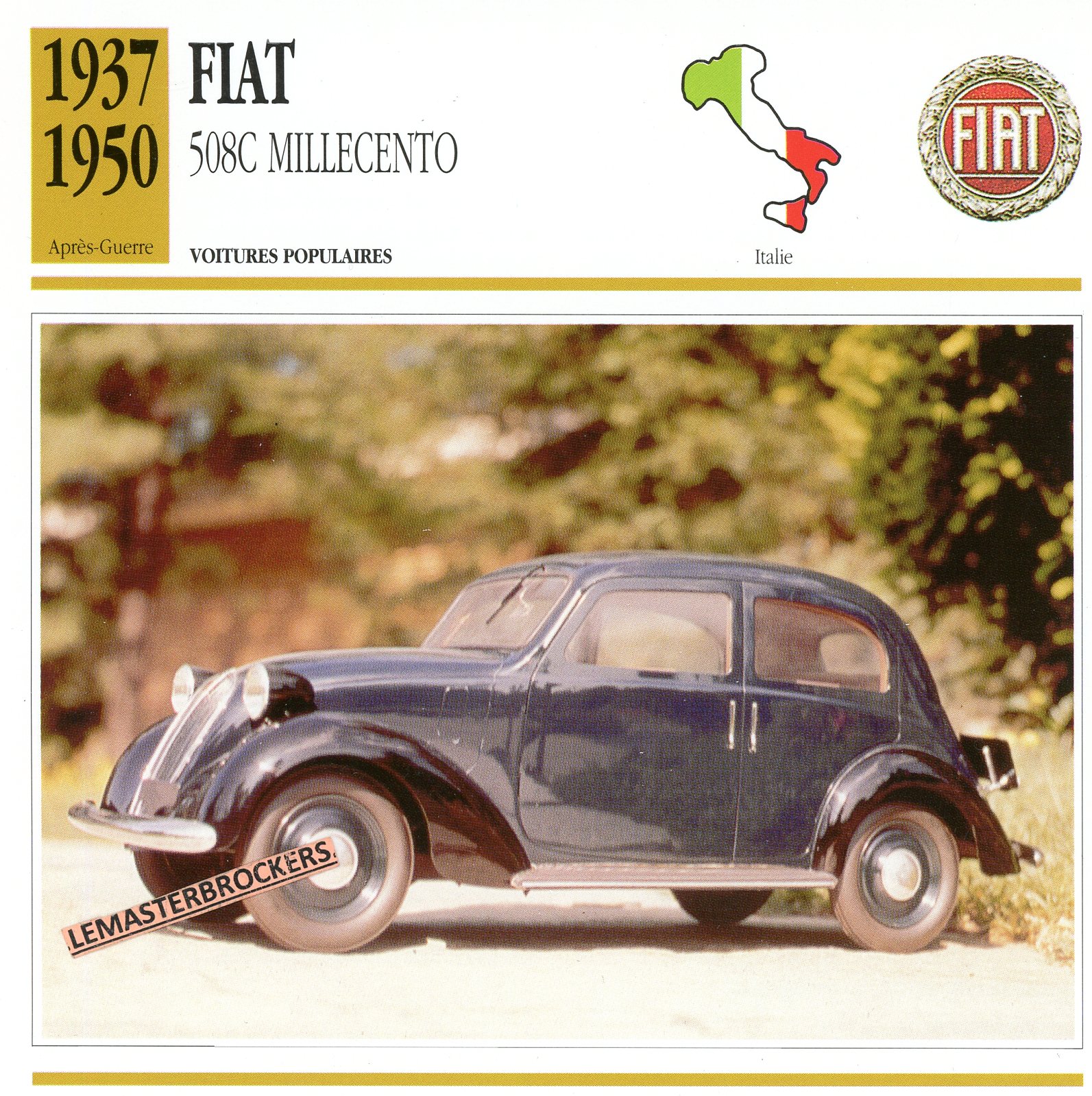 FIAT-508-508C-MILLECENTO-FICHE-AUTO-CARD-CARS-LEMASTERBROCKERS