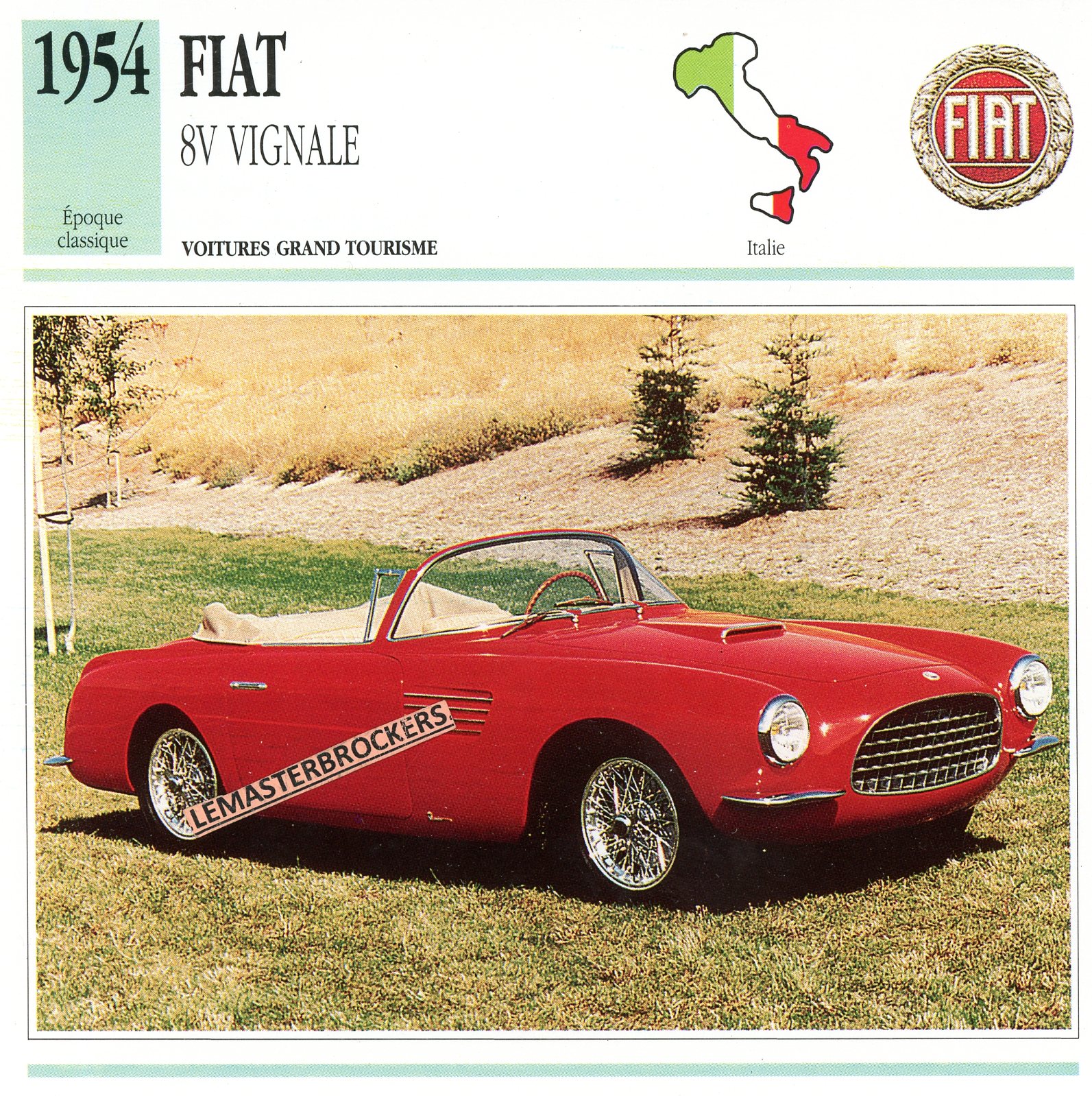 FIAT-8V-VIGNALE-1954-FICHE-AUTO-CARD-CARS-LEMASTERBROCKERS