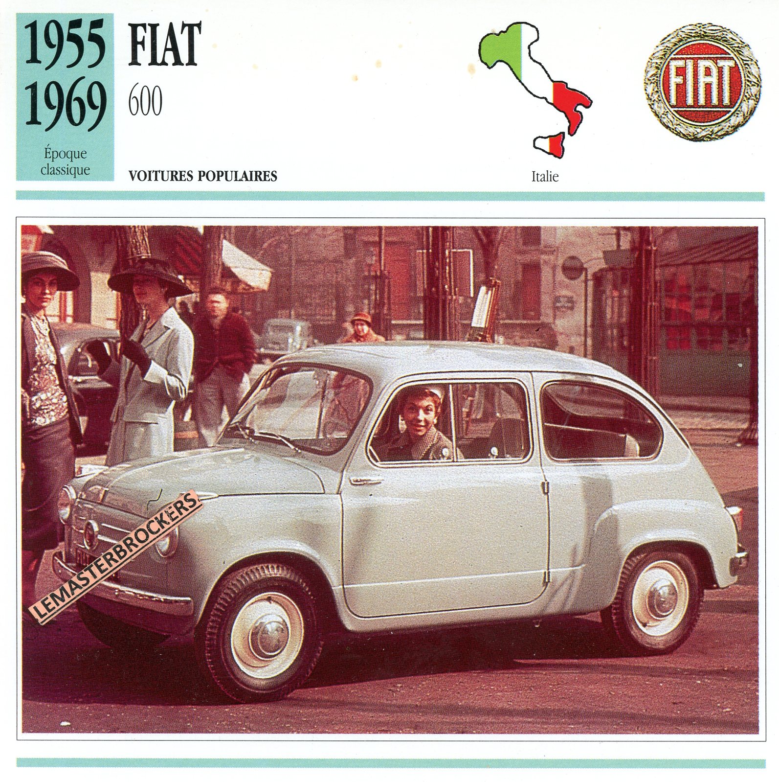 FIAT 600 1955 1969 - FICHE AUTO ATLAS - CARS CARD