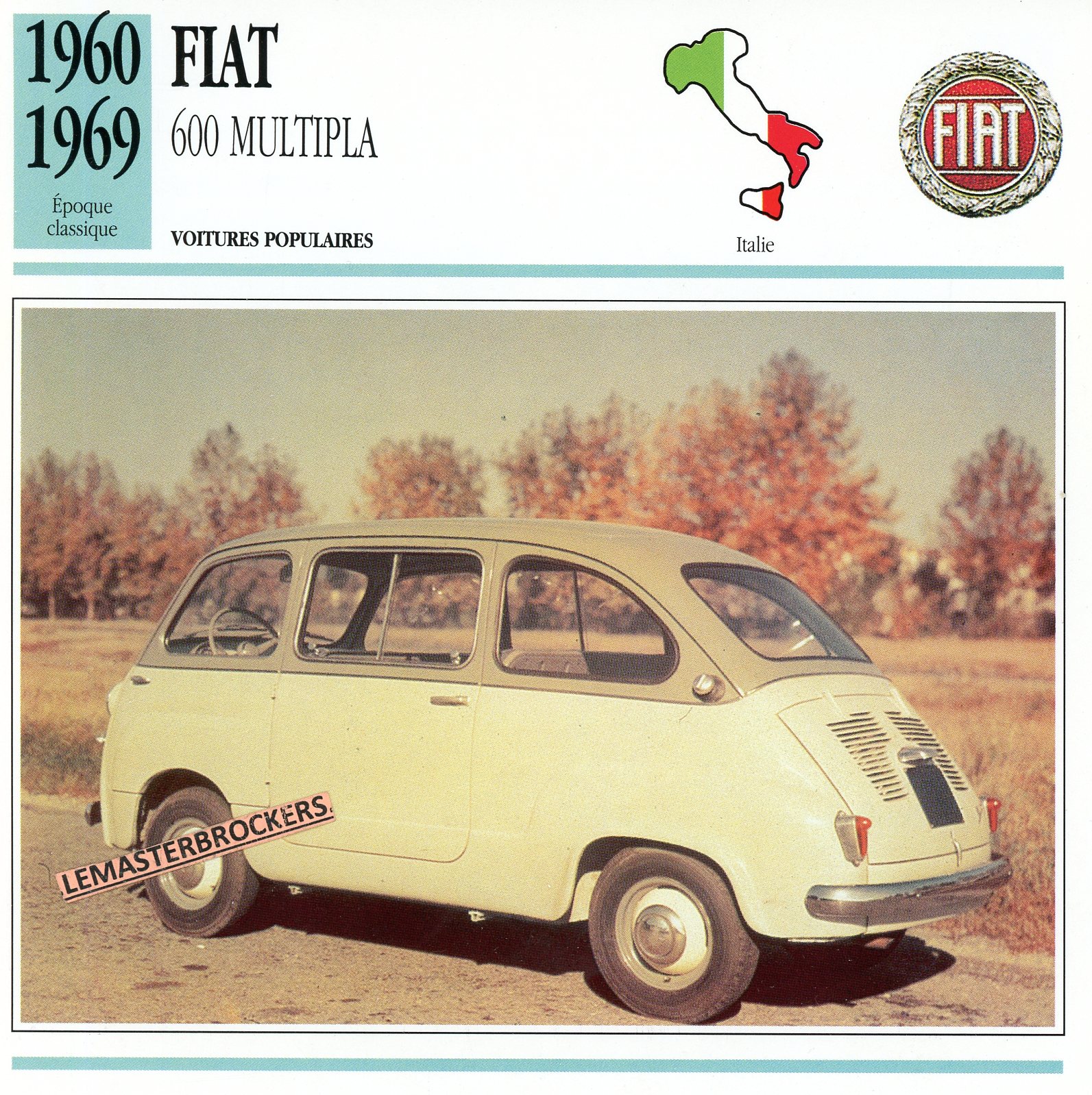 FIAT 600 MULTIPLA - FICHE AUTO ATLAS - CARS CARD