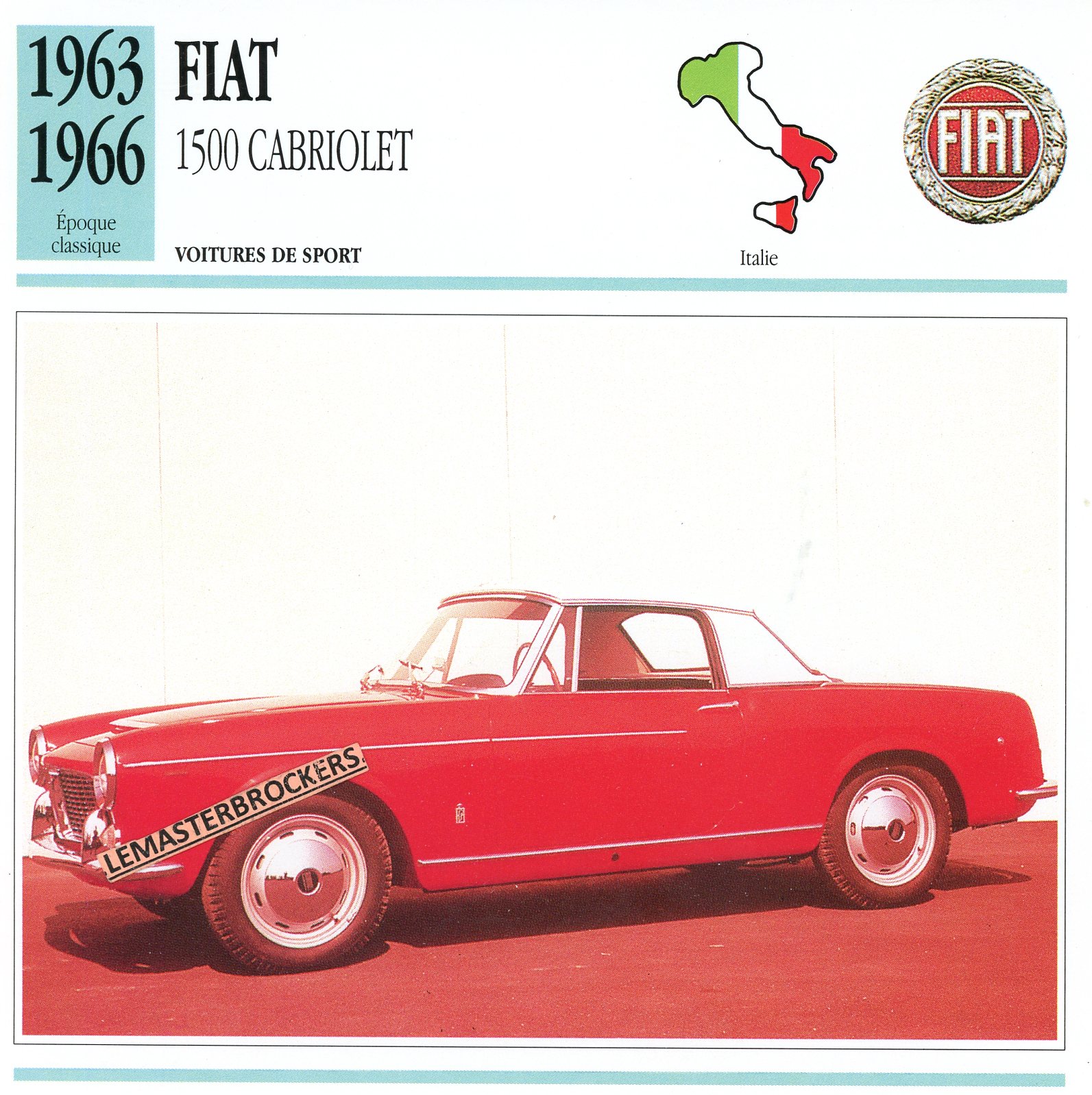 FICHE-AUTO-FIAT-1500-CABRIOLET-1963-1966-CARD-CARS-LEMASTERBROCKERS