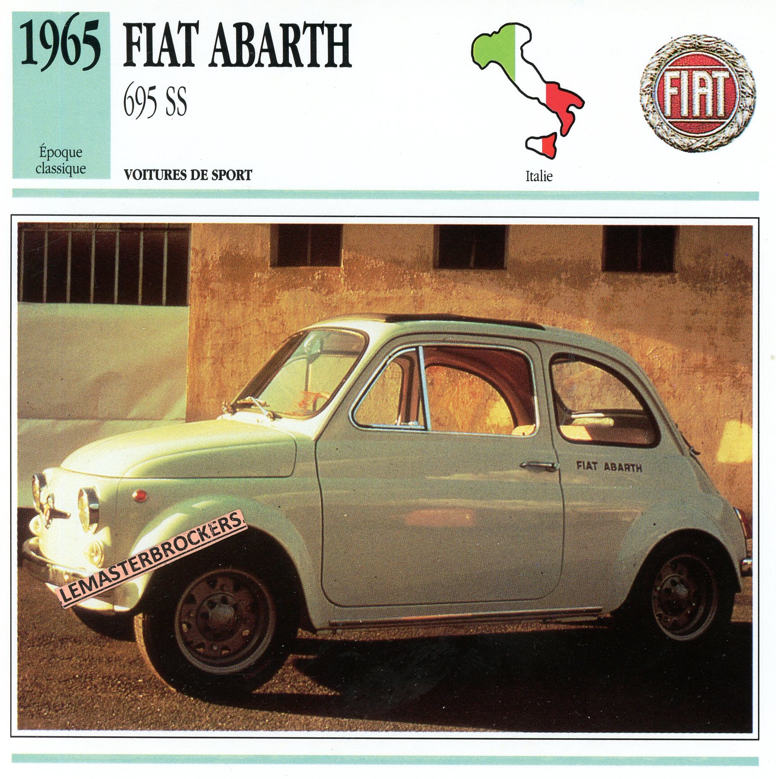 FIAT 695 SS 1965 - FICHE AUTO ATLAS - CARS CARD