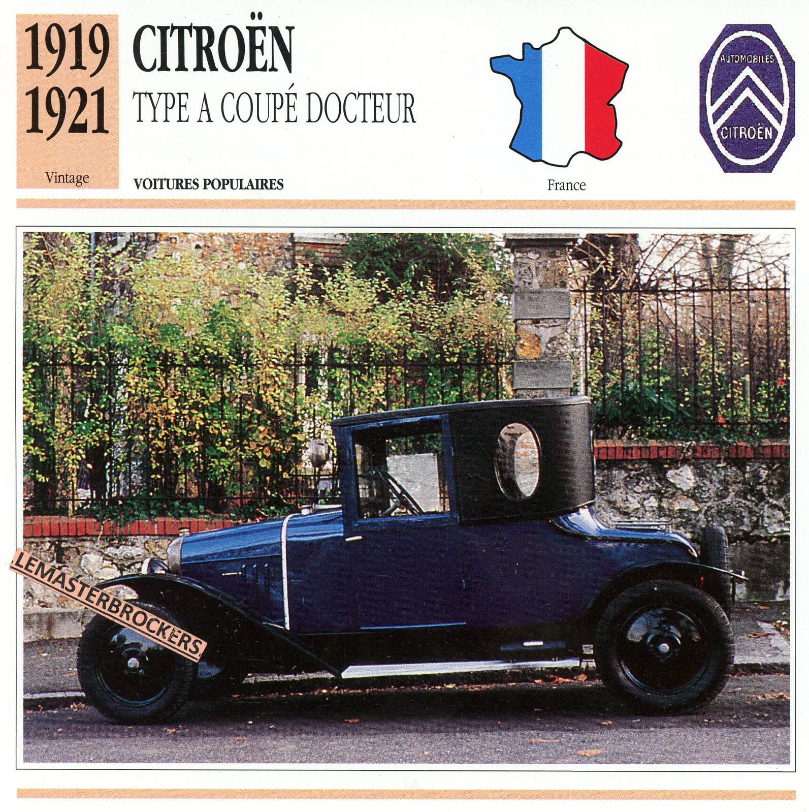 FICHE-CITROËN-A-COUPE-DOCTEUR-1919-CARD-CARS-LEMASTERBROCKERS