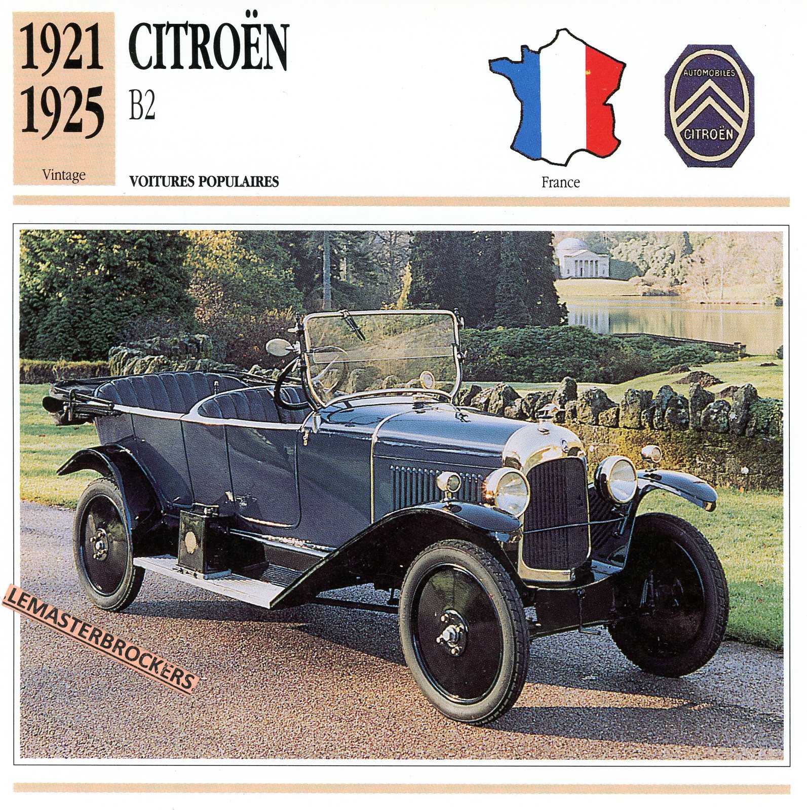 CITROËN B2 1921 1925 - FICHE AUTO ATLAS - CARS CARD