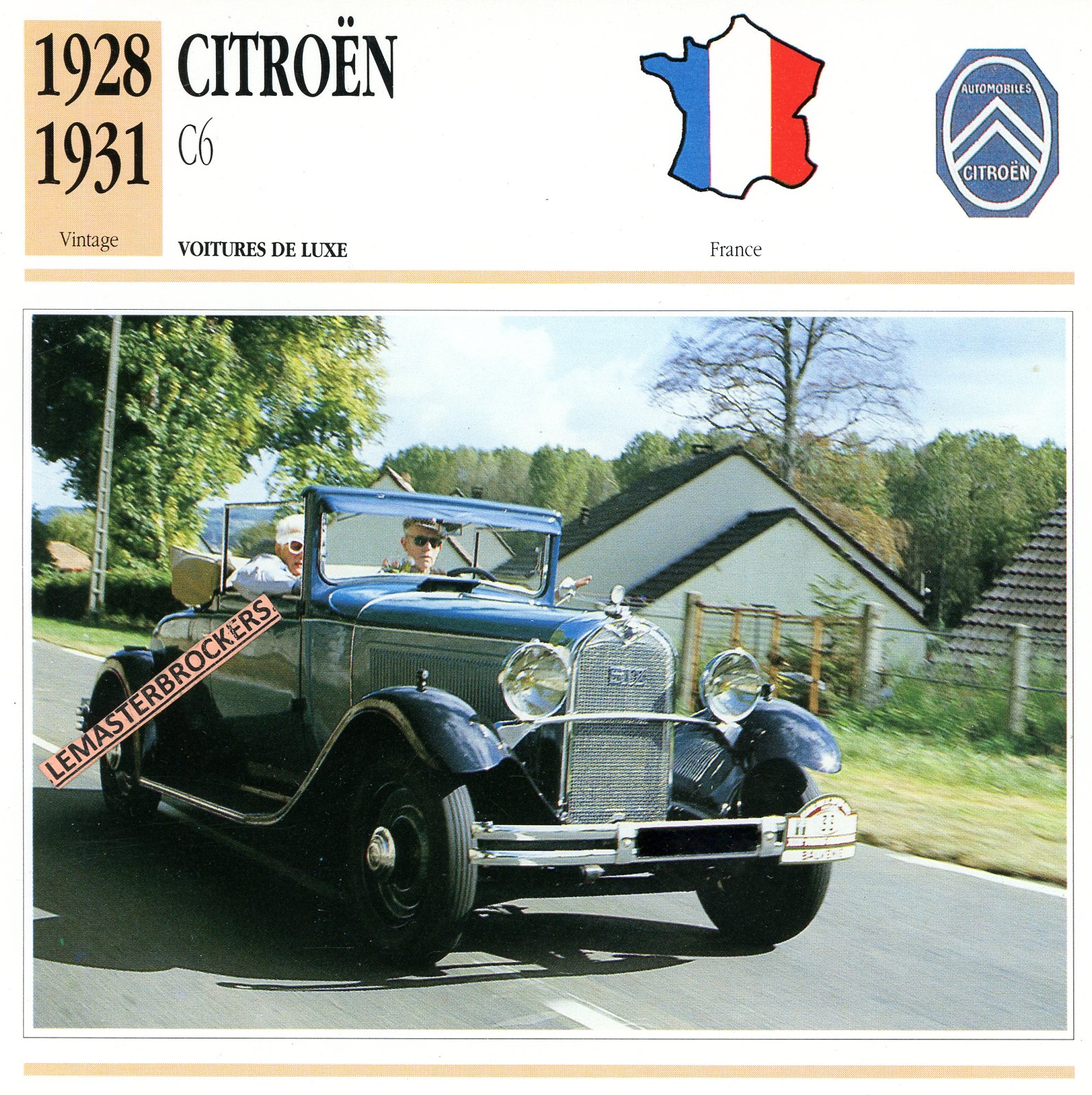 CITROËN C6 1928 1931 - FICHE AUTO ATLAS - CARS CARD