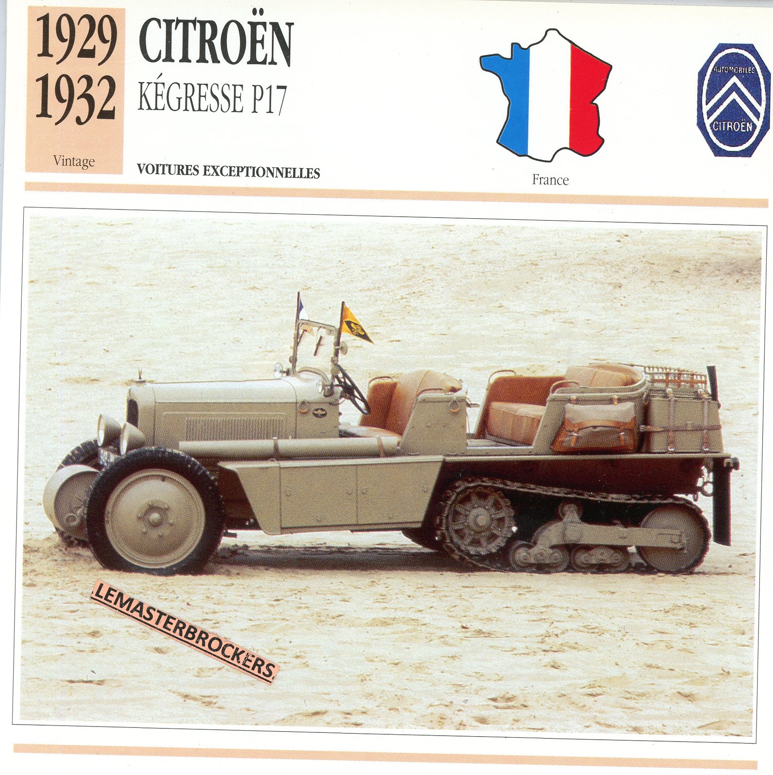 FICHE-CITROËN-P17-KÉGRESSE-1932-CARD-CARS-LEMASTERBROCKERS-AUTOCHENILLE