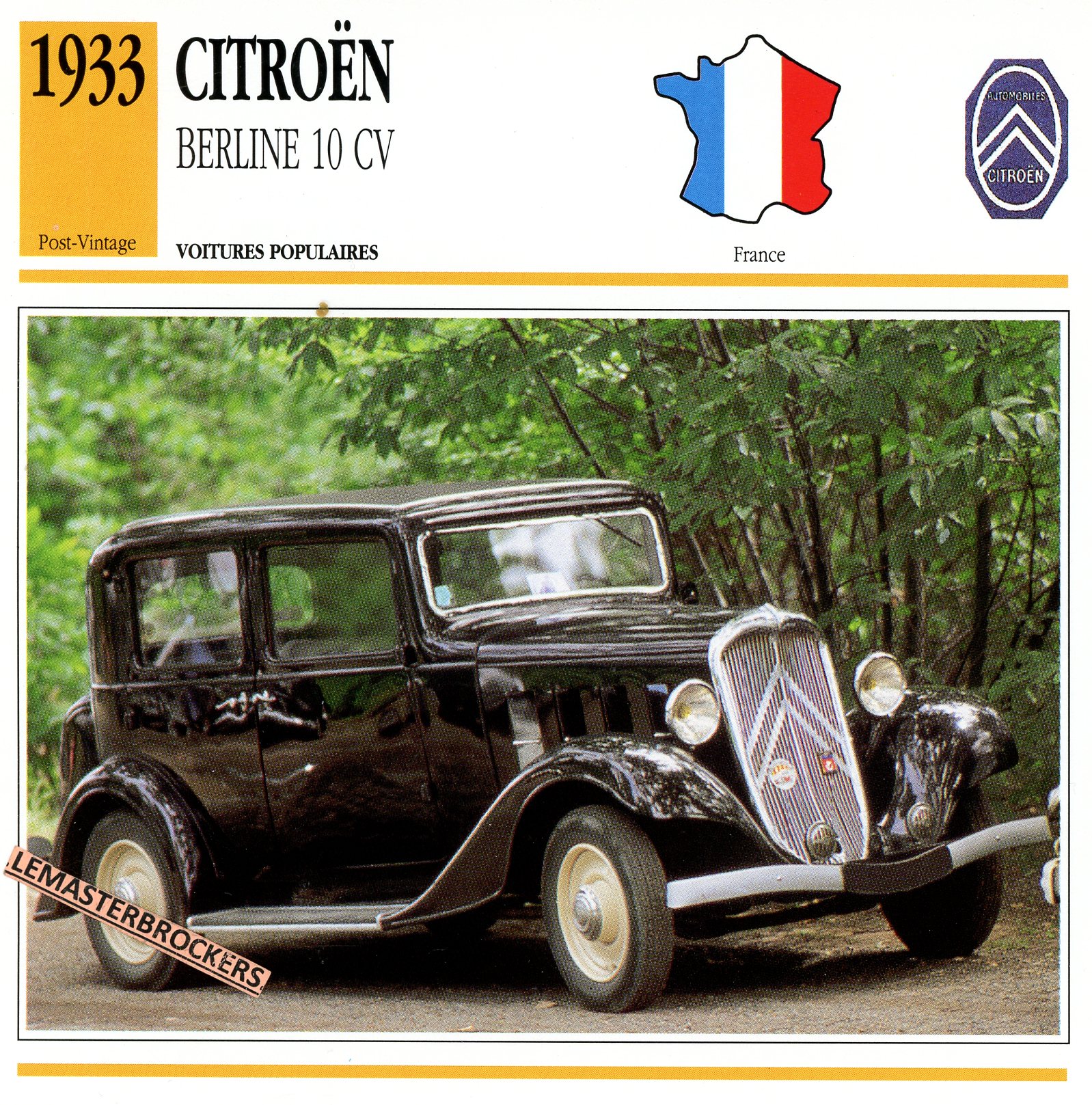 FICHE-CITROËN-10CV-1933-CARD-CARS-LEMASTERBROCKERS