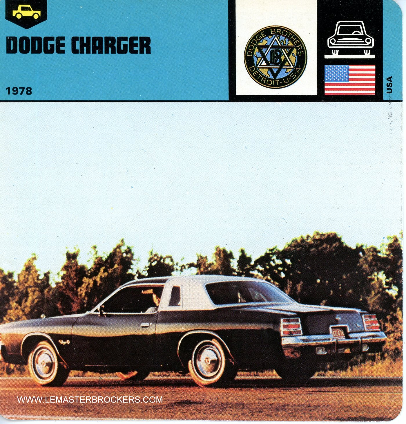 FICHE AUTO DODGE CHARGER - 1978
