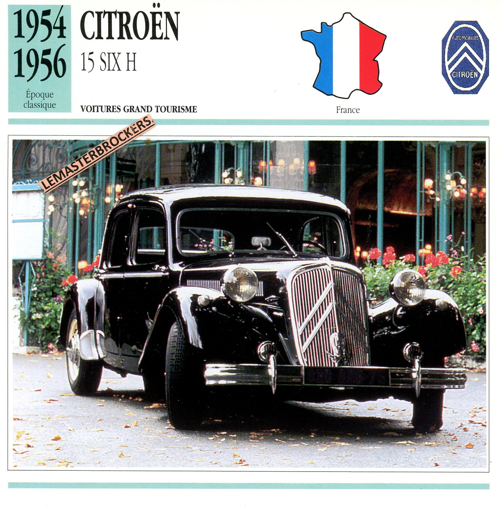 CITROËN-15-SIX-H-1956-FICHE-AUTO-CARD-CARS-LEMASTERBROCKERS