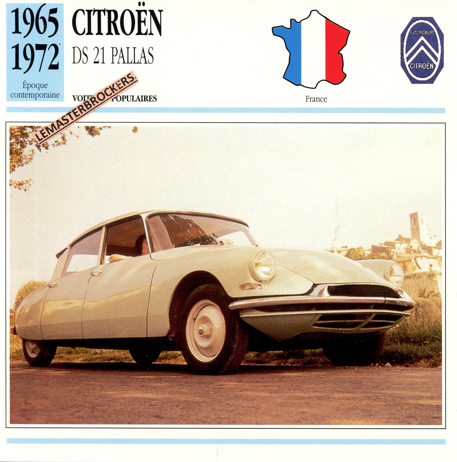 CITROËN DS21 PALLAS 1965 1972 - FICHE AUTO - CARS CARD ATLAS