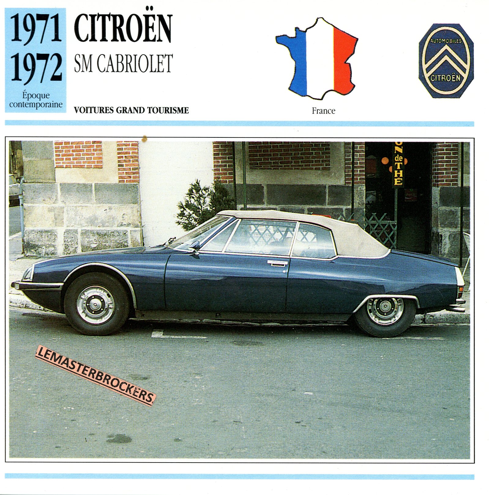 CITROËN-SM-CABRIOLET-1971-1972-FICHE-AUTO-CARD-CARS-LEMASTERBROCKERS