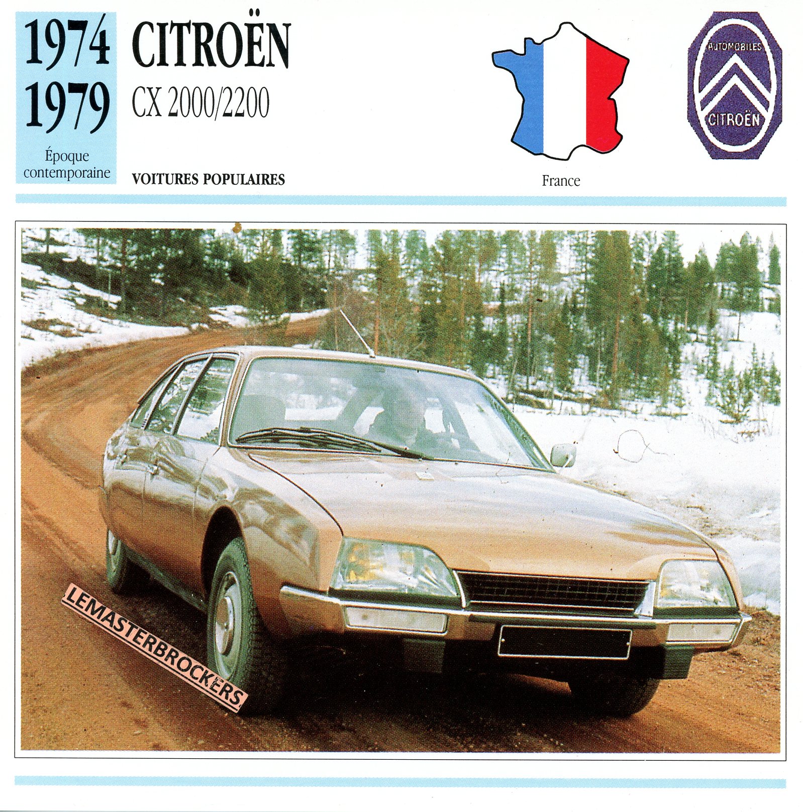 FICHE-AUTO-CITROËN-CX-2000-2200-1979-LEMASTERBROCKERS-CARD-CARD-ATLAS
