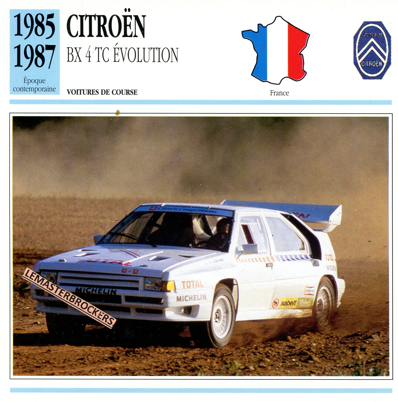 FICHE-AUTO-CITROËN-BX-4TC-É VOLUTION-LEMASTERBROCKERS-CARD-CARD-ATLAS