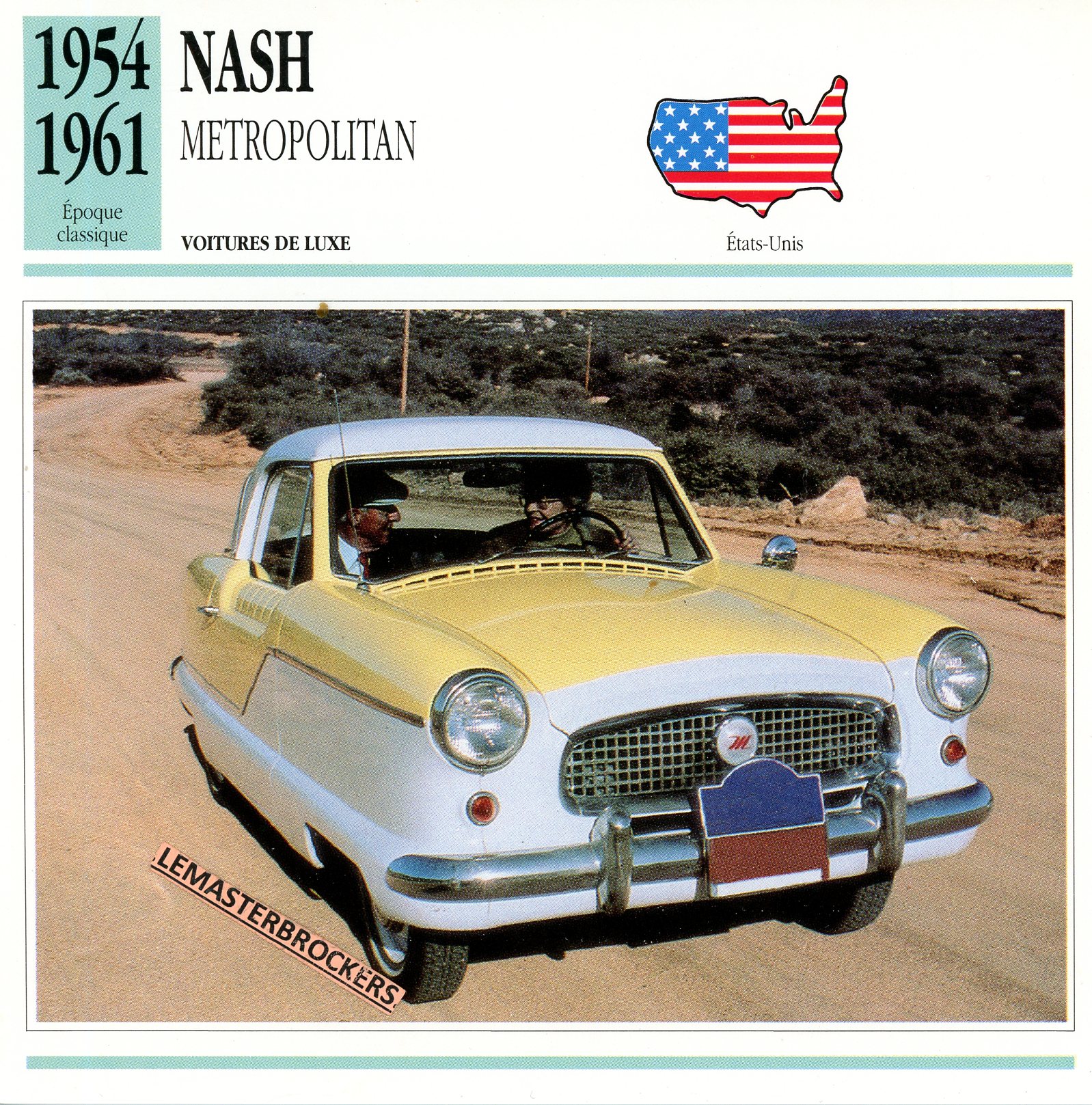 NASH-METROPOLITAN-1954-1961-LEMASTERBROCKERS-CARS-CARD-FICHE-AUTO