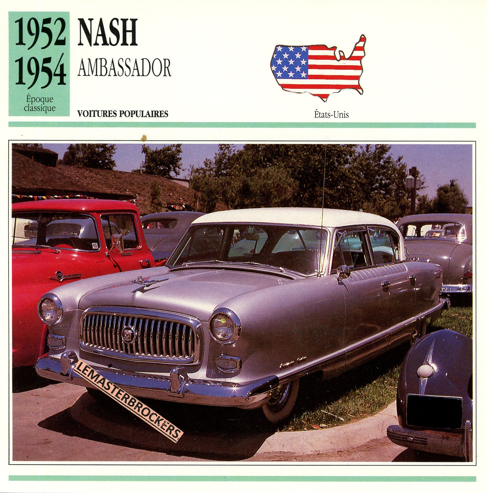 NASH AMBASSADOR 1952 1954 - FICHE AUTO - CARS CARD ATLAS ÉDITION