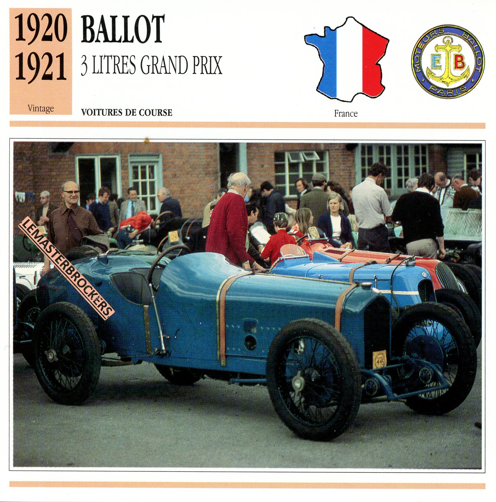 BALLOT-GRAND-PRIX-1920-LEMASTERBROCKERS-CARS-CARD-FICHE-AUTO