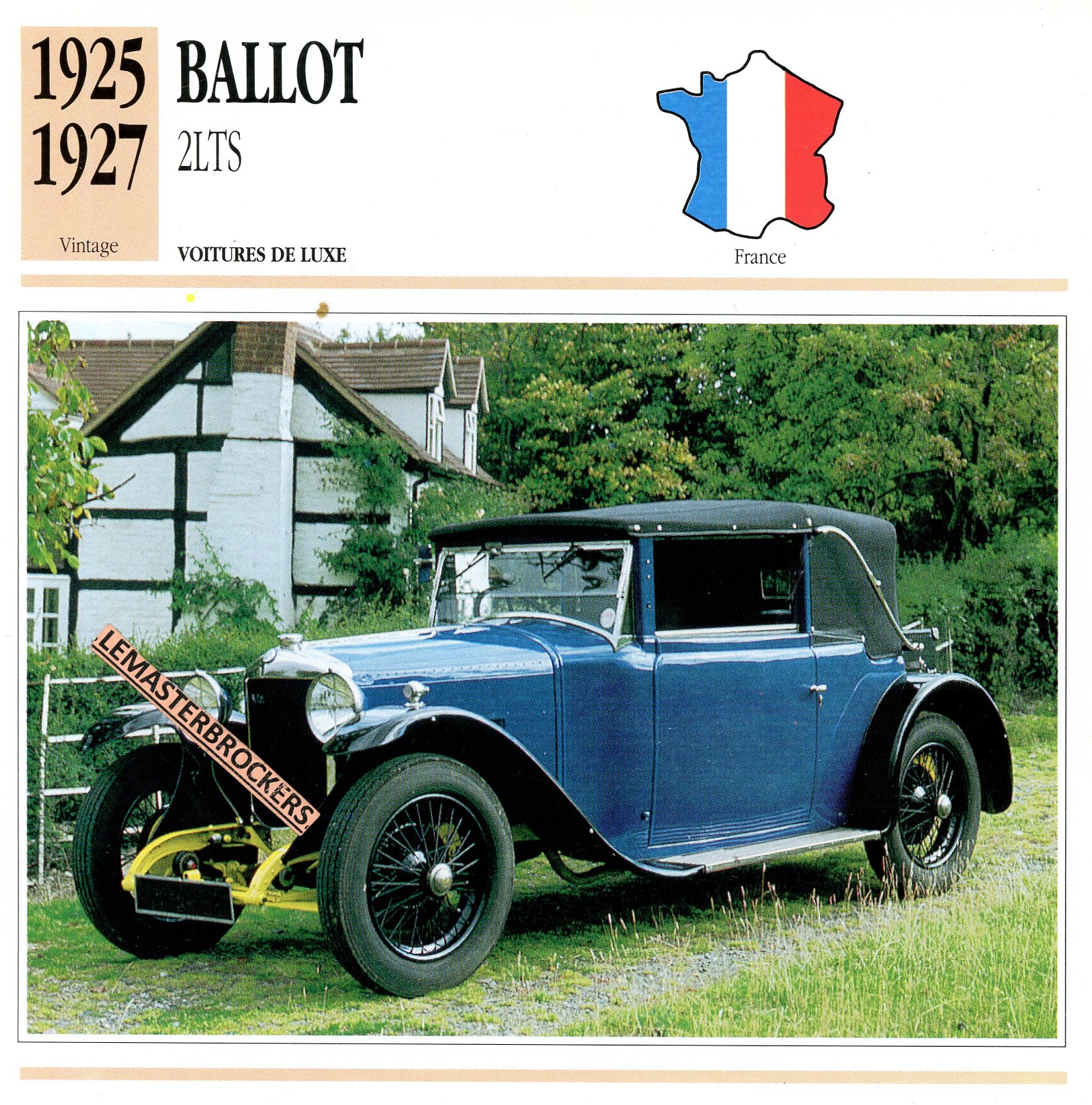 BALLOT-2-LTS-1925-LEMASTERBROCKERS-CARS-CARD-FICHE-AUTO