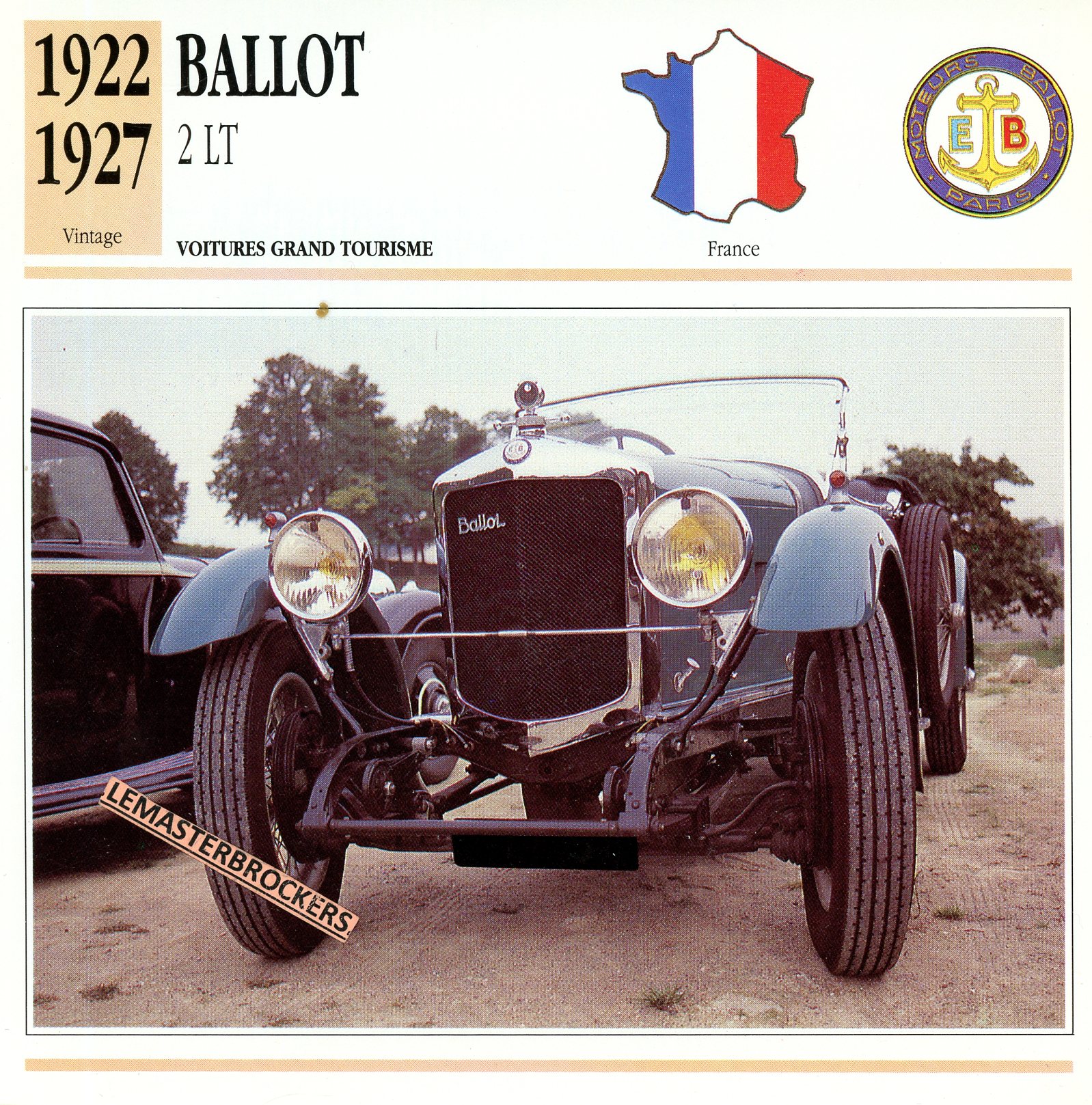 BALLOT-LT-1922-LEMASTERBROCKERS-CARS-CARD-FICHE-AUTO