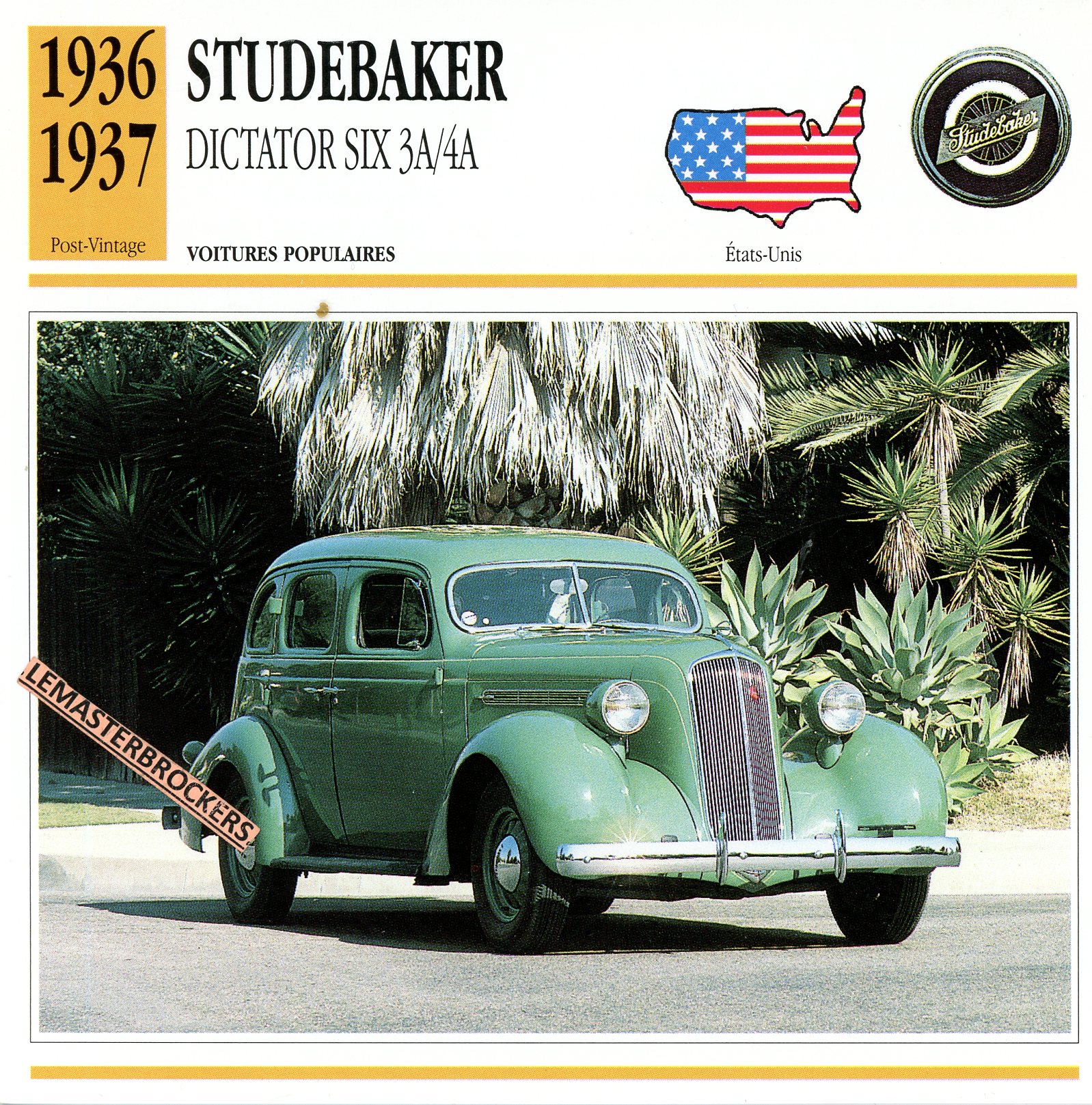 STUDEBAKER-DICTATOR-SIX-3A-4A-LEMASTERBROCKERS-CARS-CARD-FICHE-AUTO