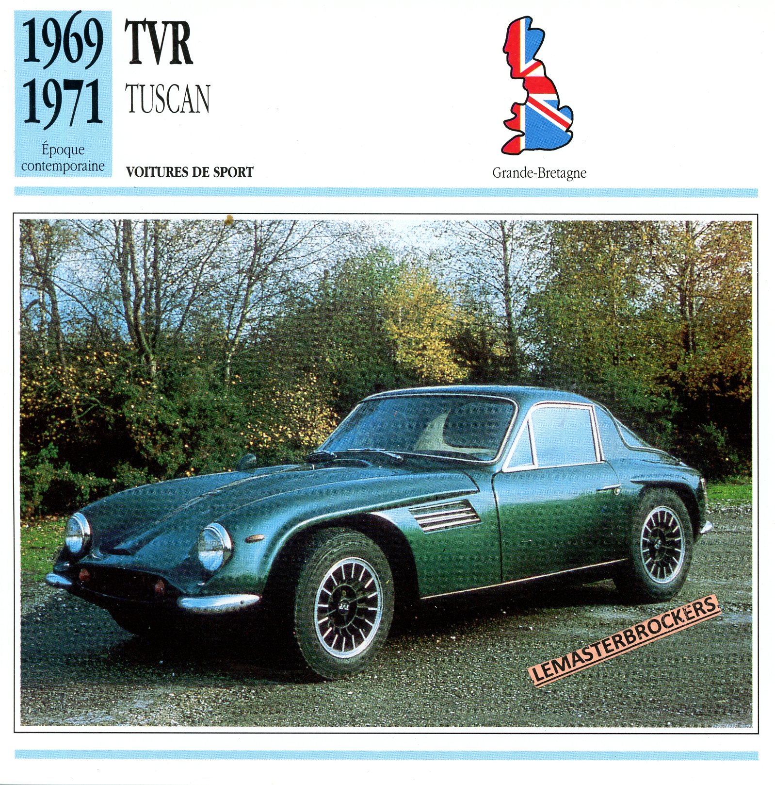 TVR-TUSCAN-1971-FICHE-AUTO-LEMASTERBROCKERS-ATLAS-ÉDITION