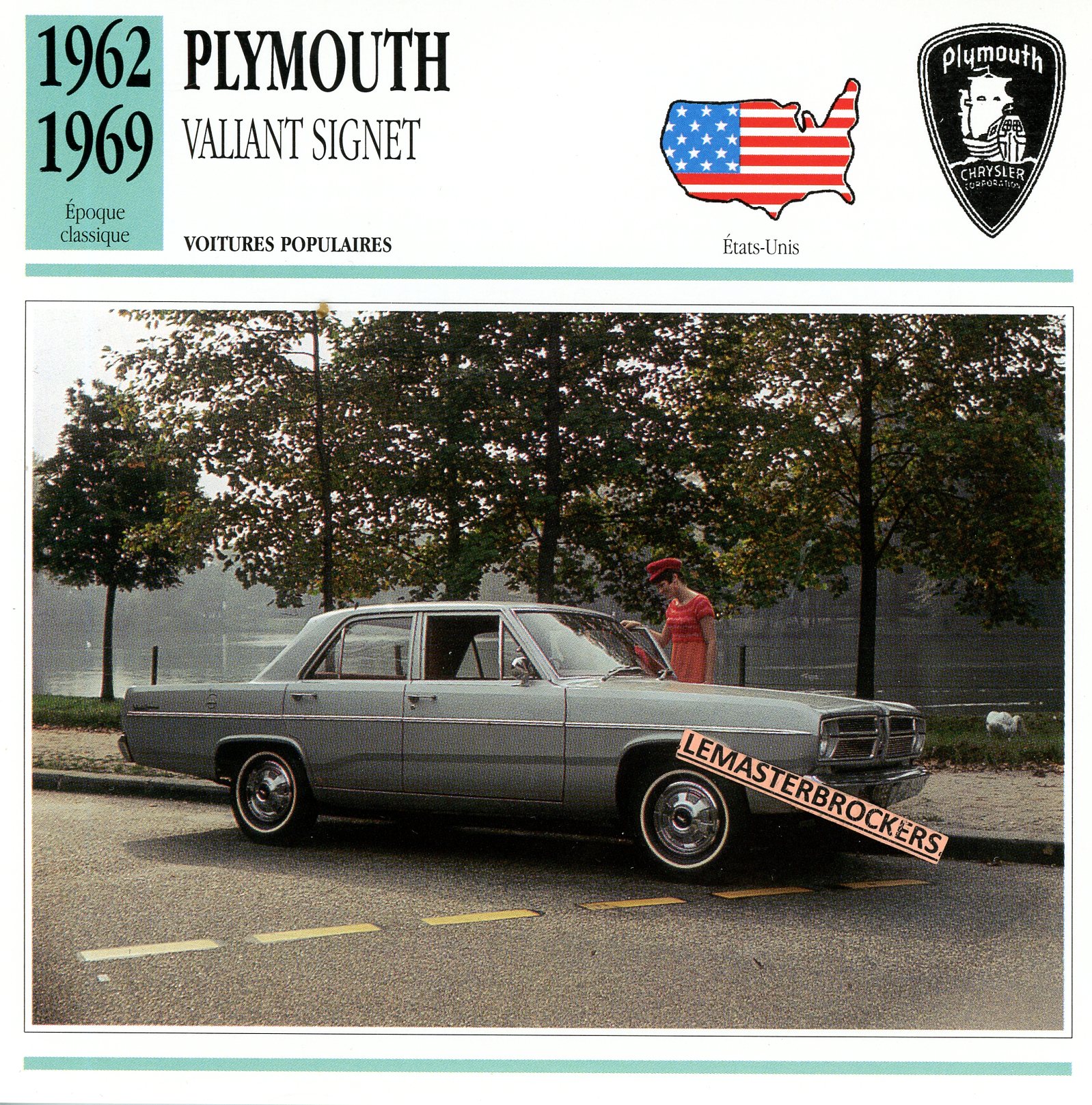 PLYMOUTH-VALLIANT-SIGNET-1969-FICHE-AUTO-LEMASTERBROCKERS-ATLAS-ÉDITION
