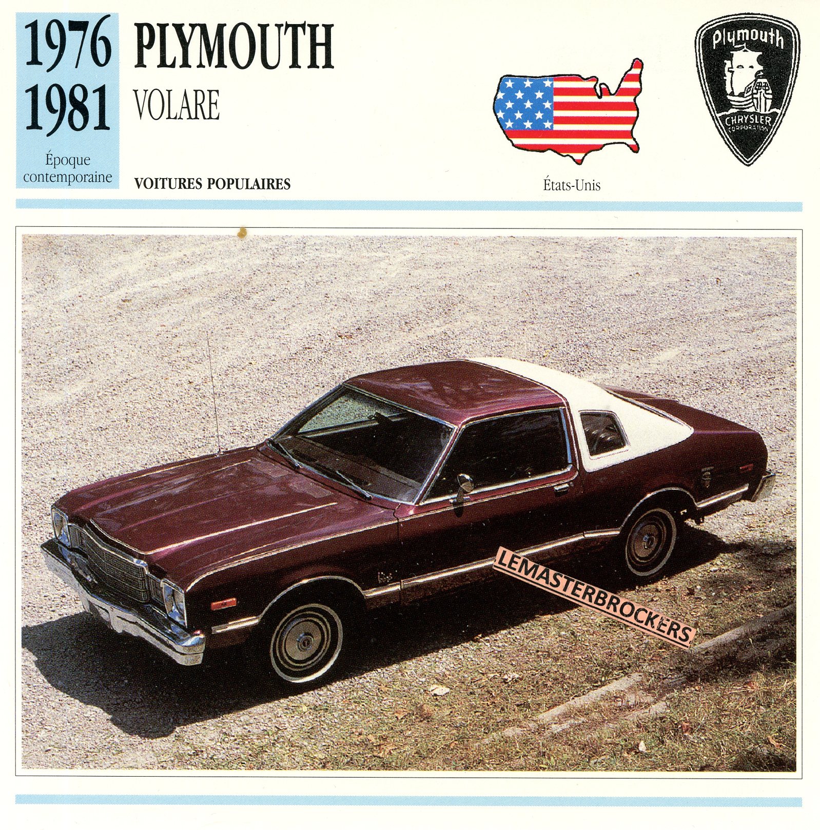 PLYMOUTH-GRAND-FURY-1978-FICHE-AUTO-LEMASTERBROCKERS-ATLAS-ÉDITION