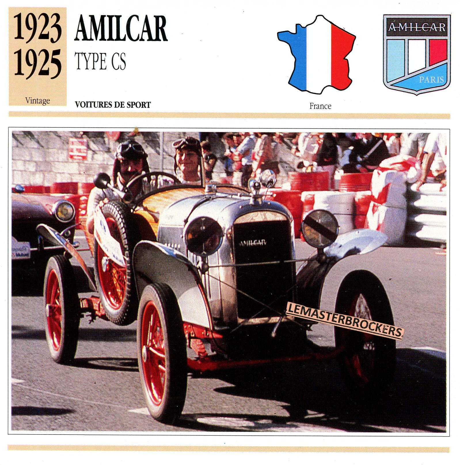 AMILCAR-CS-1923-1925-FICHE-AUTO-LEMASTERBROCKERS-ATLAS-ÉDITION