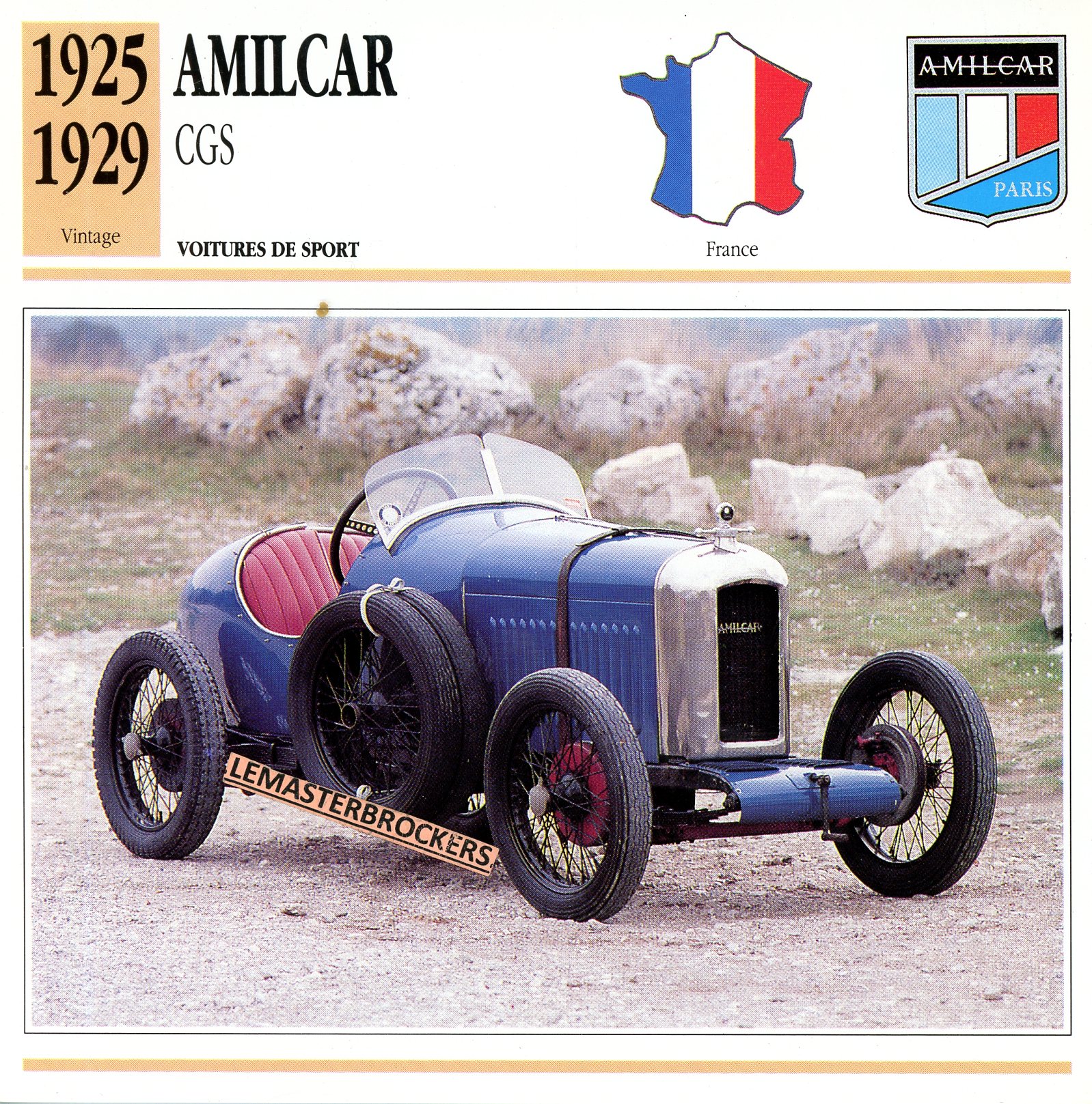 AMILCAR-CGS-1925-1929-FICHE-AUTO-LEMASTERBROCKERS-ATLAS-ÉDITION