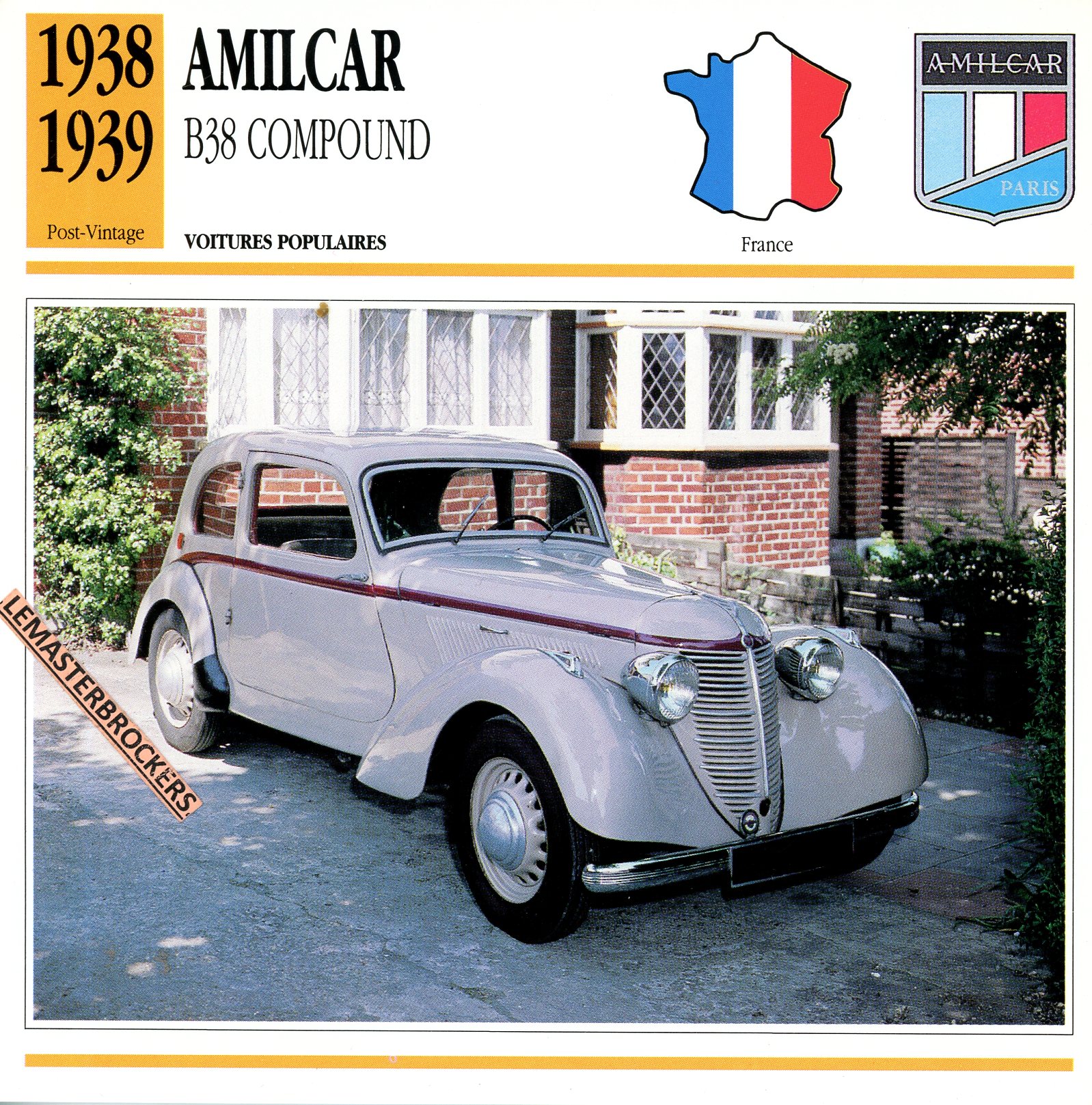 AMILCAR-COMPOUND-1938-1939-FICHE-AUTO-LEMASTERBROCKERS-ATLAS-ÉDITION