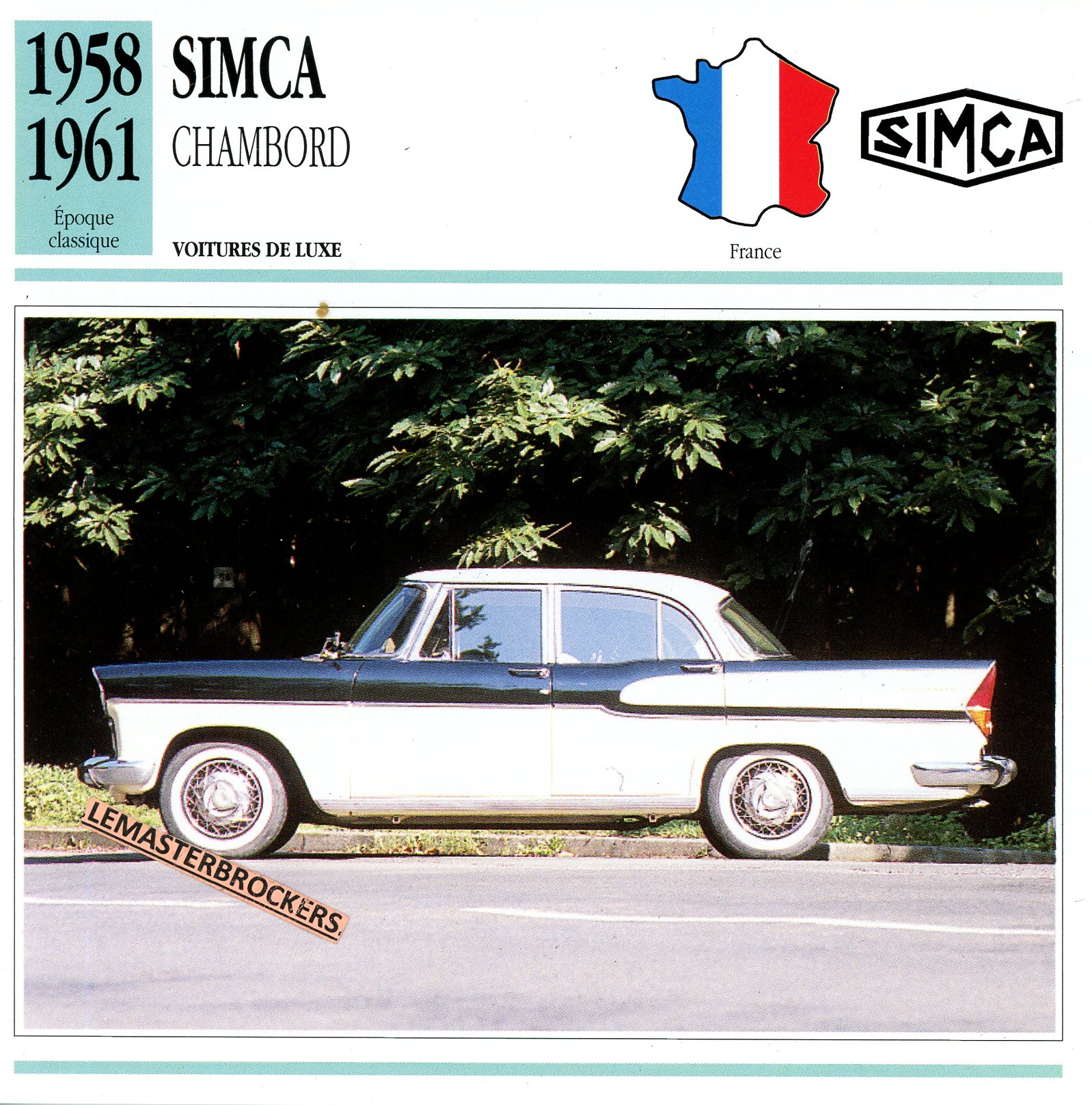 SIMCA-CHAMBORD-1958-1961-FICHE-AUTO-LEMASTERBROCKERS-ATLAS-ÉDITION