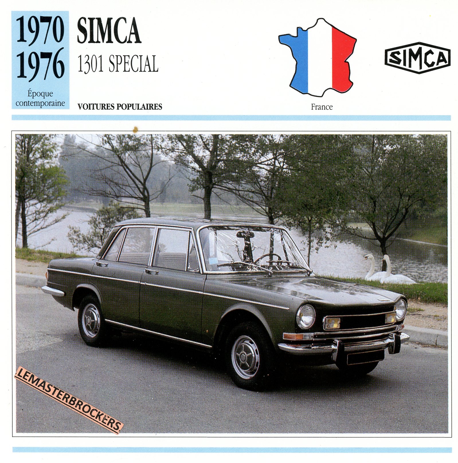 SIMCA-1301-SPECIAL-1970-1971-FICHE-AUTO-LEMASTERBROCKERS-ATLAS-ÉDITION