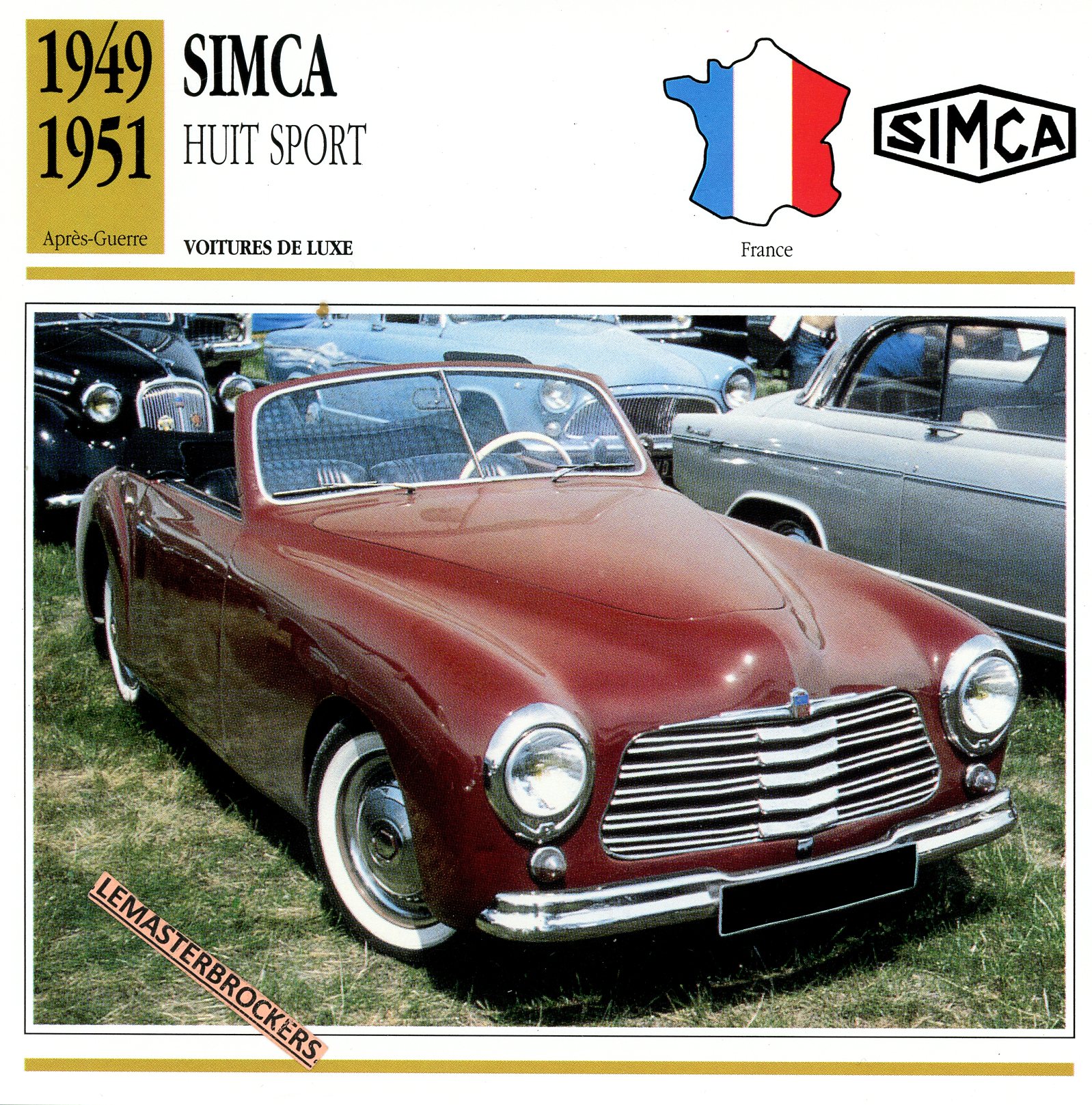 SIMCA HUIT SPORT 1949 1951 - FICHE AUTO - CARS CARD ATLAS ÉDITION