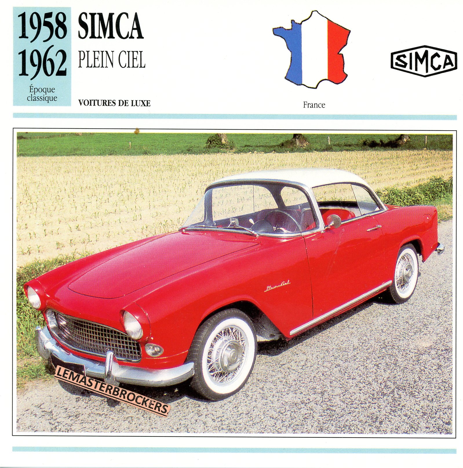 SIMCA-PLEIN-CIEL-1958-1962-FICHE-AUTO-LEMASTERBROCKERS-ATLAS-ÉDITION