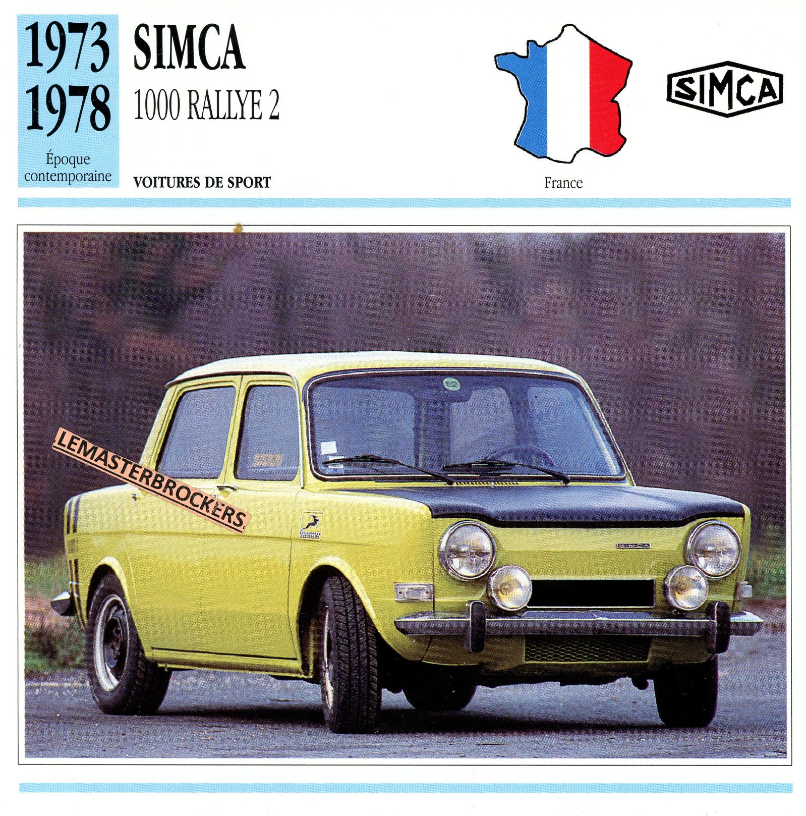 SIMCA 1000 RALLYE 2 1973 1978 - FICHE AUTO - CARS CARD ATLAS ÉDITION