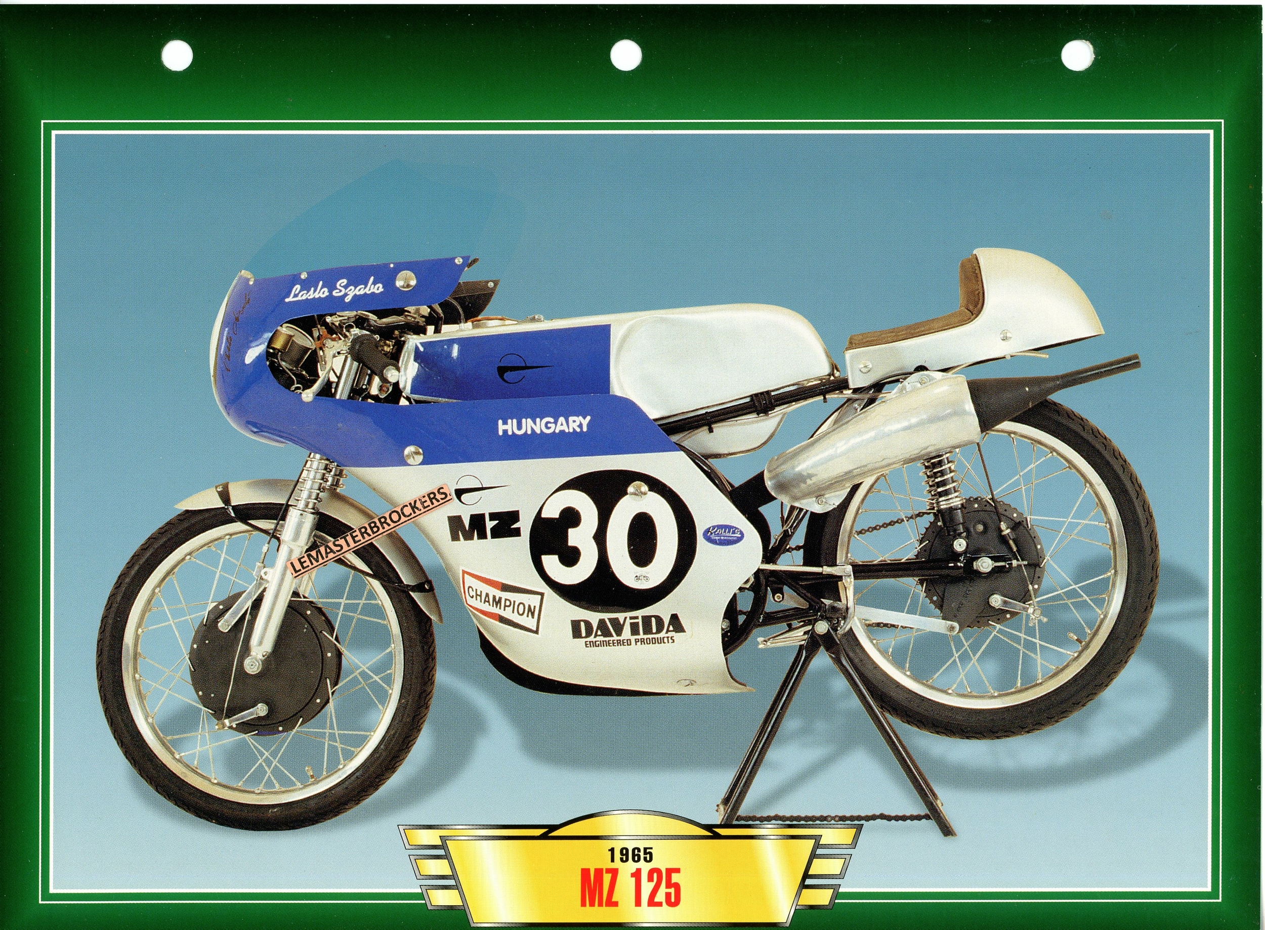 MZ 125 1965 - FICHE MOTO ATLAS ÉDITION