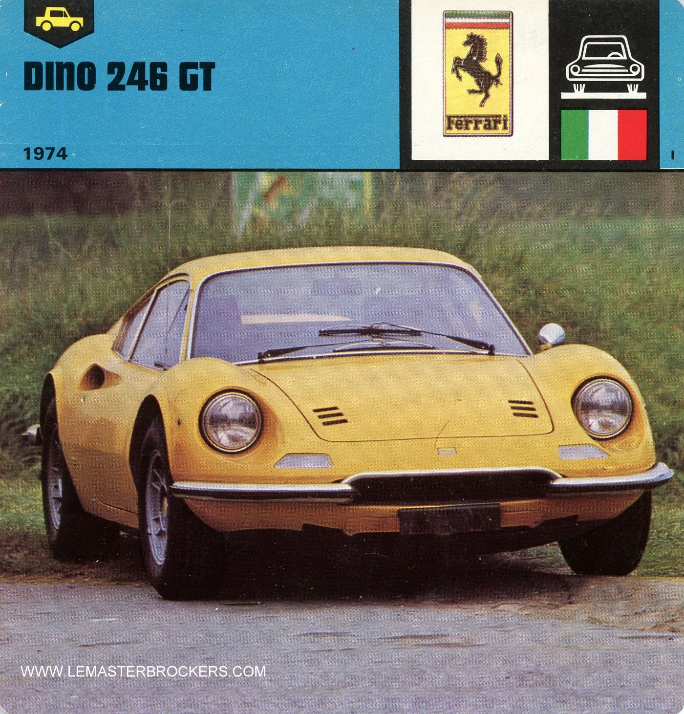 FICHE AUTO FERRARI DINO 246GT-CARS-CARD-LEMASTERBROCKERS