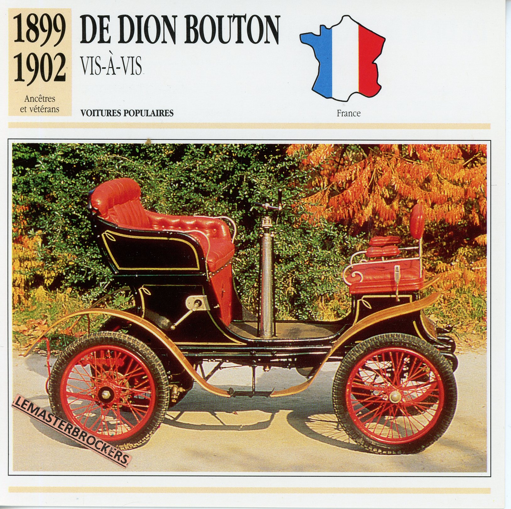 DE DION BOUTON VIS A VIS 1899 1902 - FICHE AUTO ATLAS ÉDITION