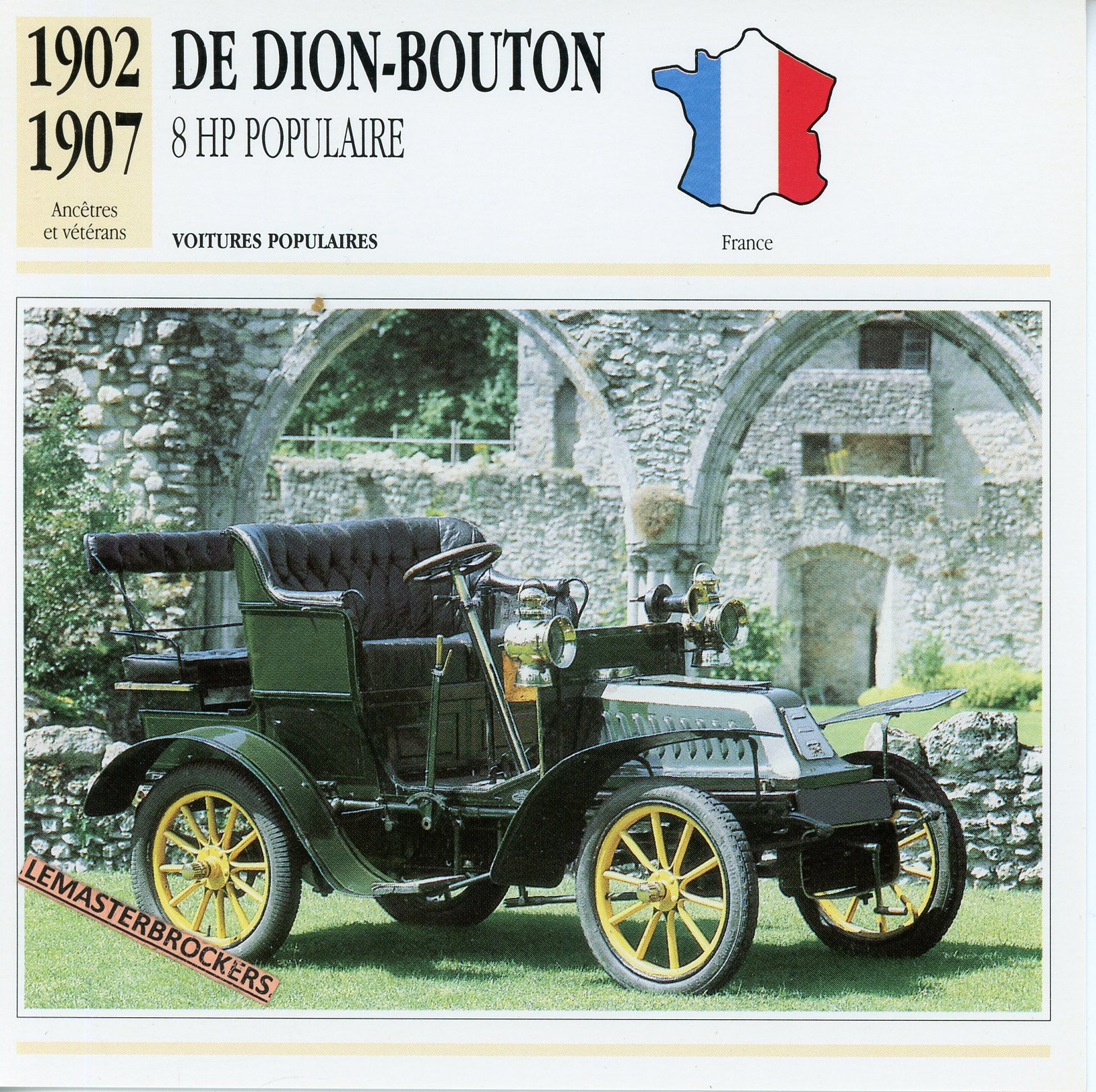 DE DION BOUTON 8HP POPULAIRE 1902 1907 - FICHE AUTO ATLAS ÉDITION