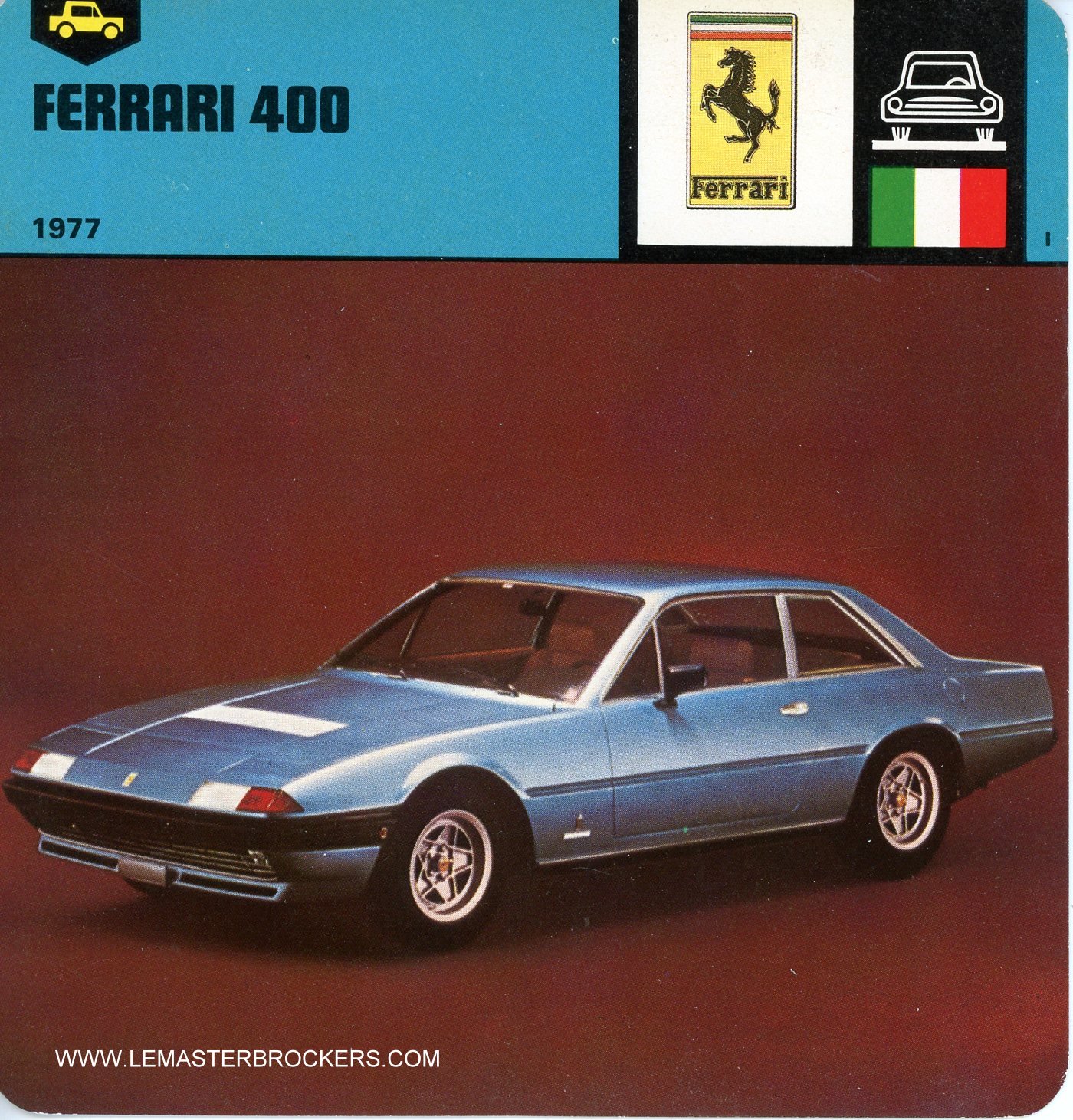 FICHE AUTO FERRARI 400-CARS-CARD-LEMASTERBROCKERS