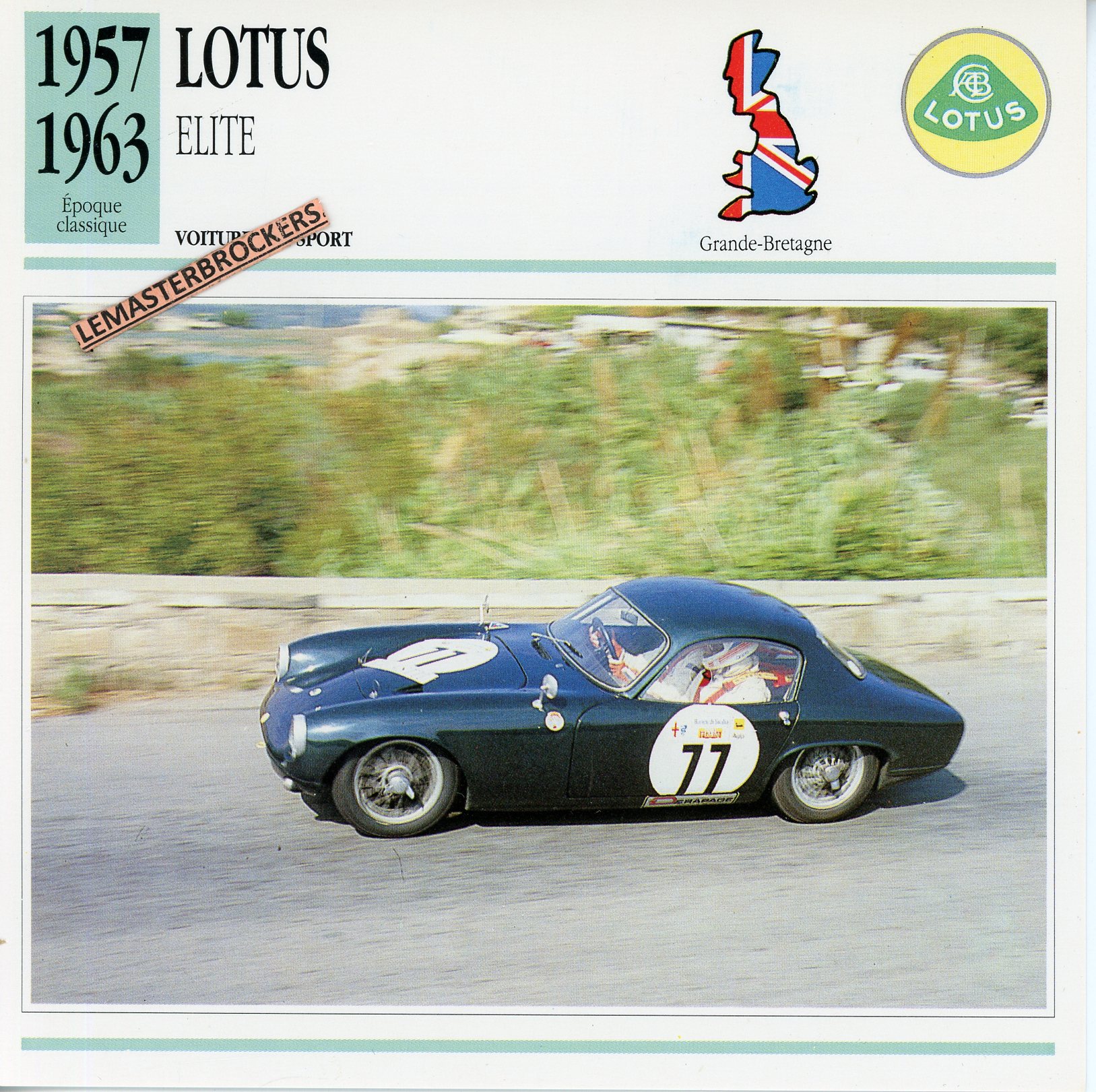 LOTUS ELITE 1957 1963 - FICHE AUTO ATLAS ÉDITION