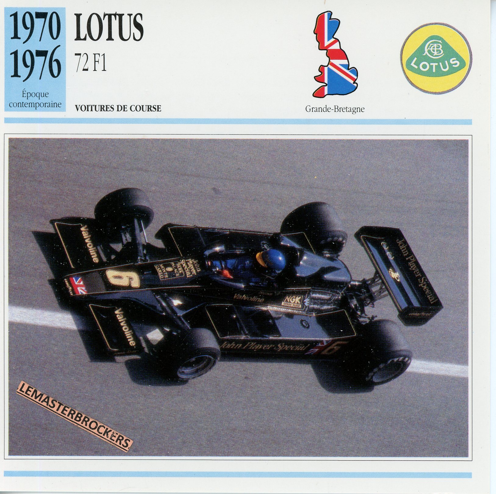 LOTUS-72-F1-1970-1976-FICHE-AUTO-ATLAS-LEMASTERBROCKERS