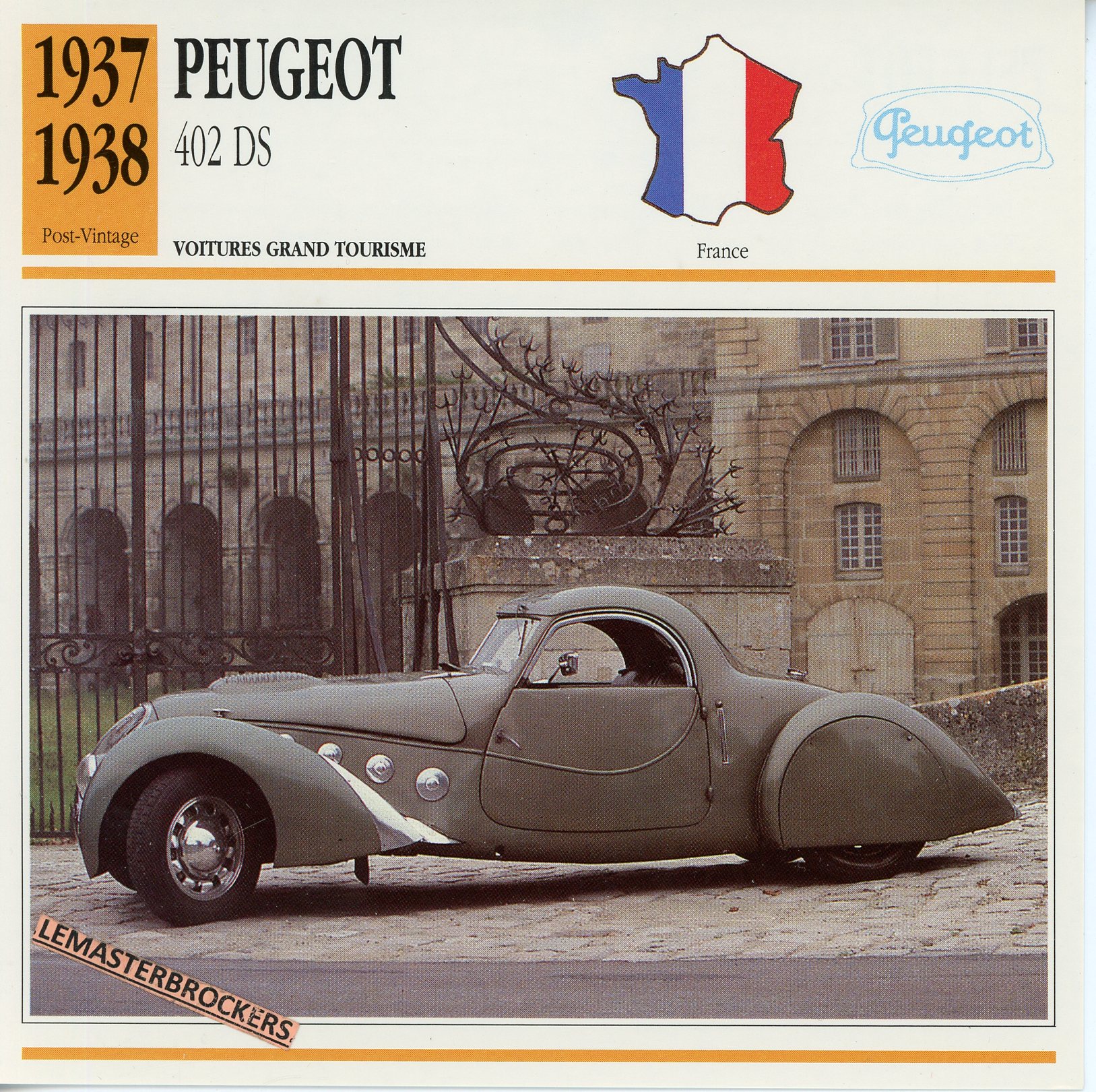 PEUGEOT 402 DS 1937 1938 - FICHE AUTO ATLAS ÉDITION