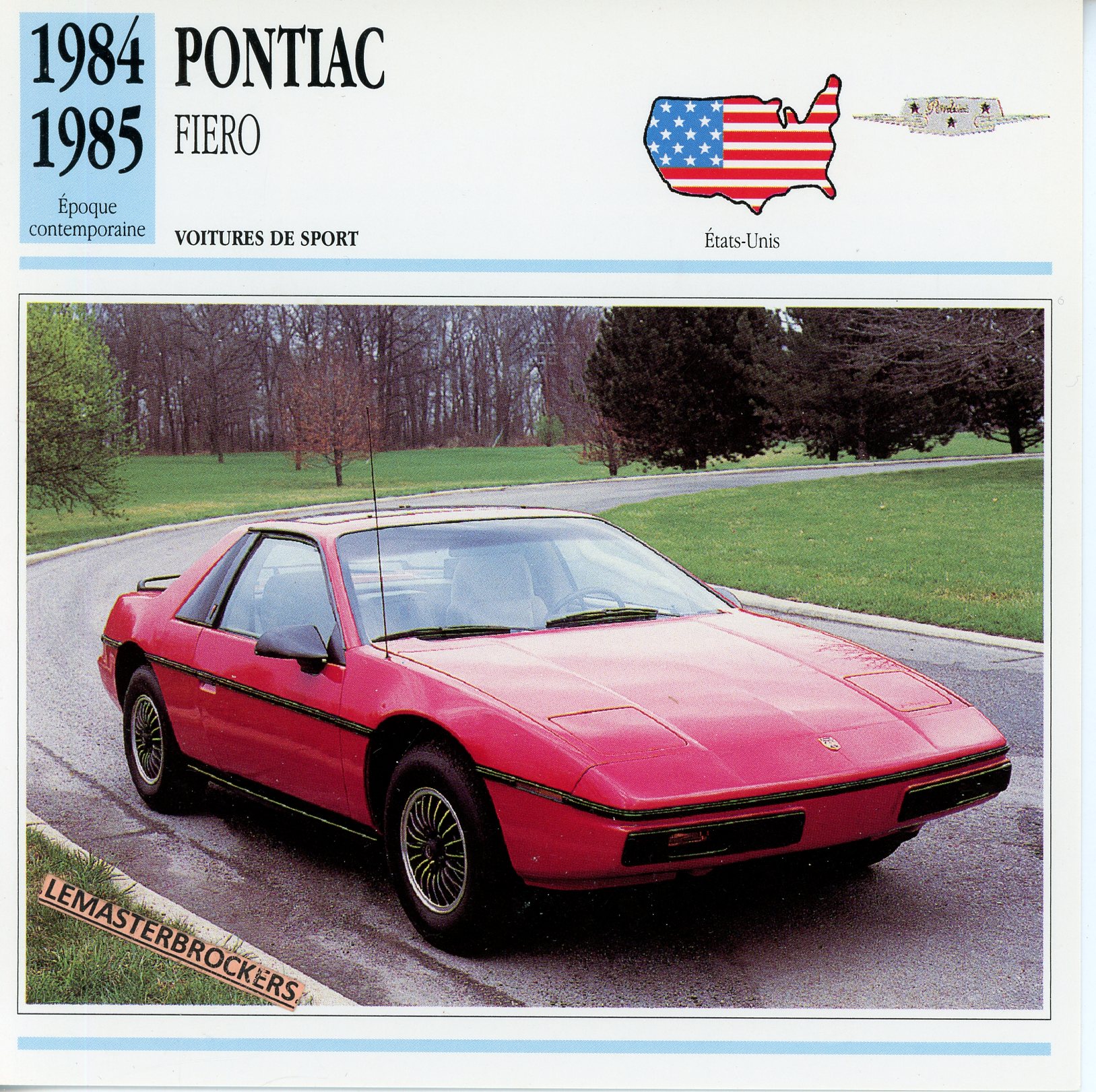 PONTIAC-FIERO-1984-1985-405T16-FICHE-AUTO-ATLAS-LEMASTERBROCKERS