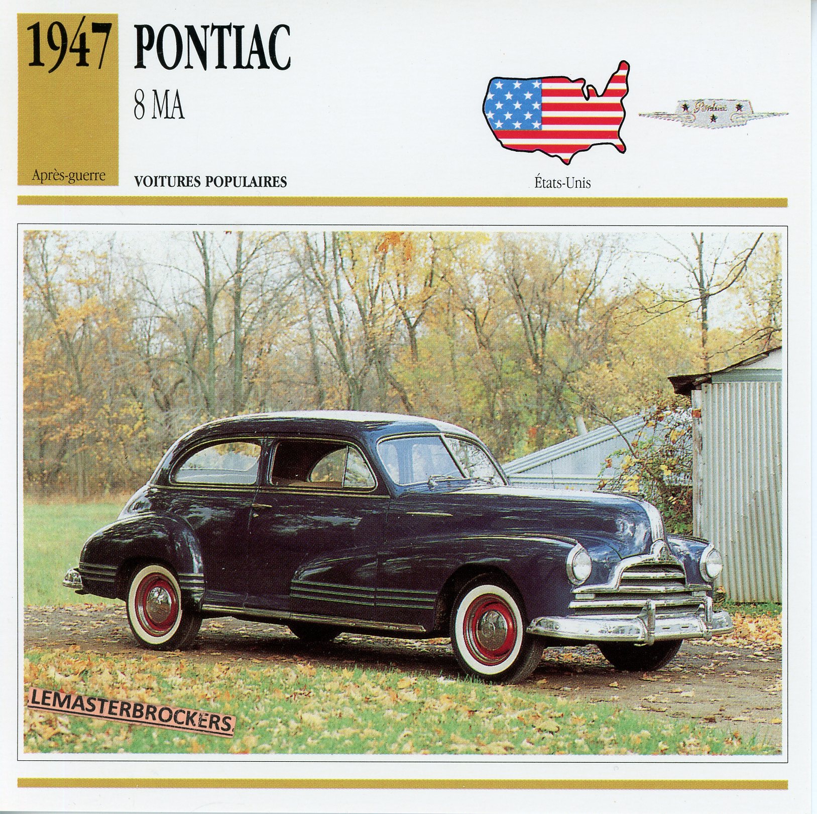 PONTIAC 8 MA 1947 - FICHE AUTO ATLAS ÉDITION