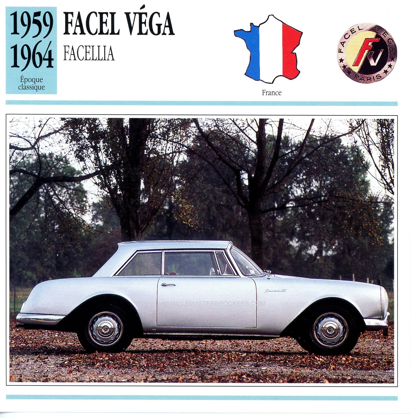 FICHE AUTO FACEL-VÉGA FACELLIA 1959-1964 VOITURES DE SPORT-LEMASTERBROCKERS